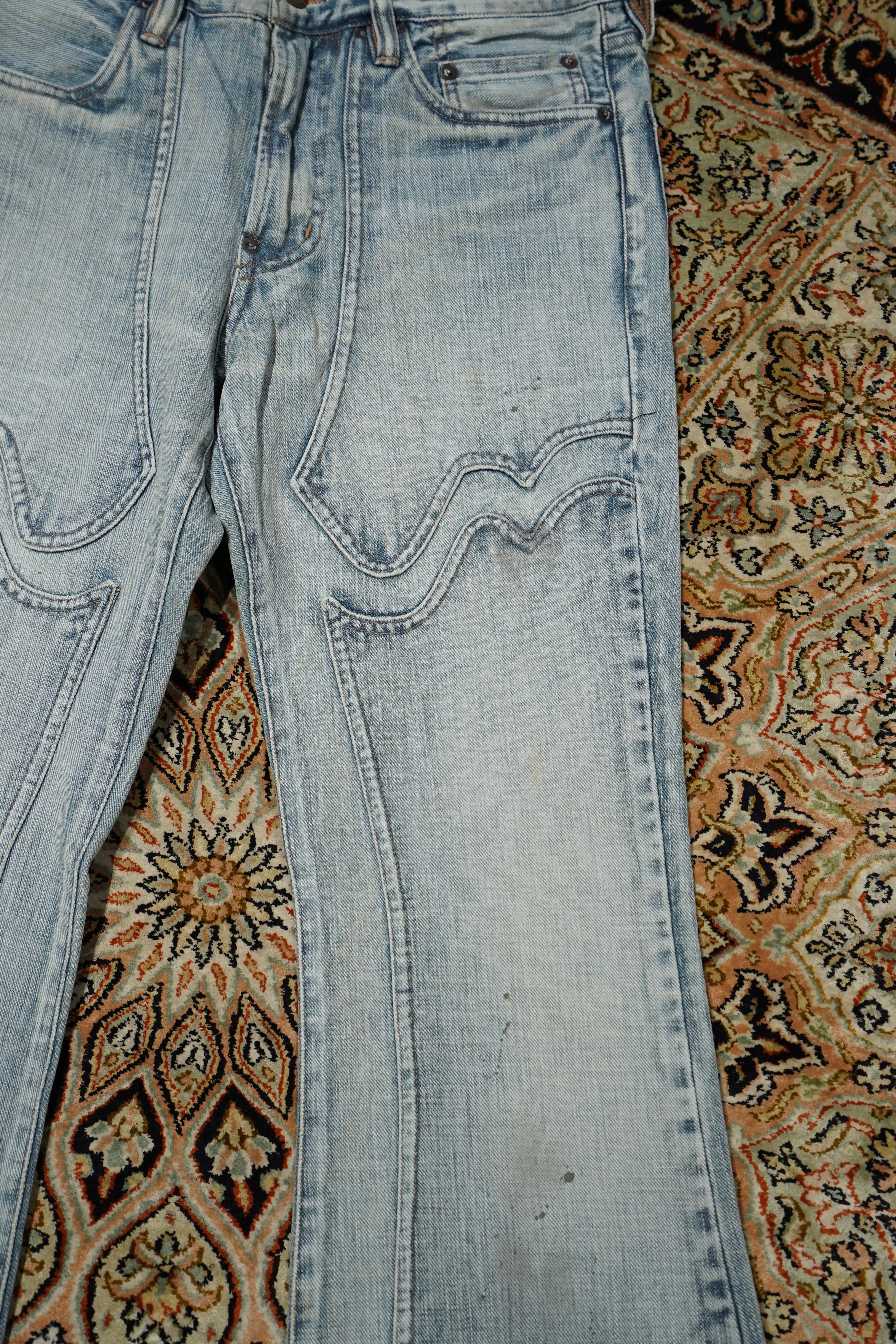 SUGARHILL FADED MODERN DENIM WESTERN FLARED TROUSERS