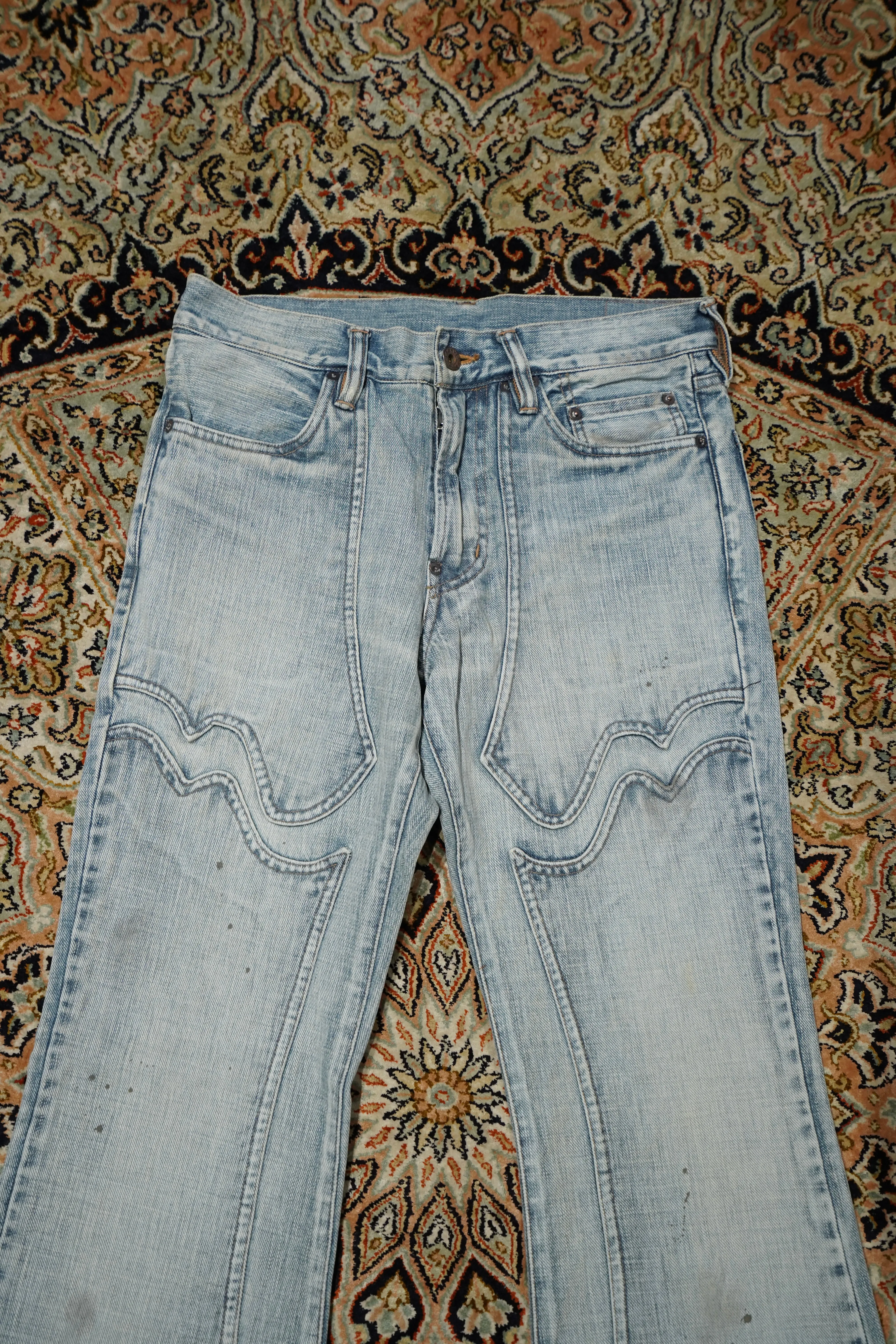 SUGARHILL FADED MODERN DENIM WESTERN FLARED TROUSERS