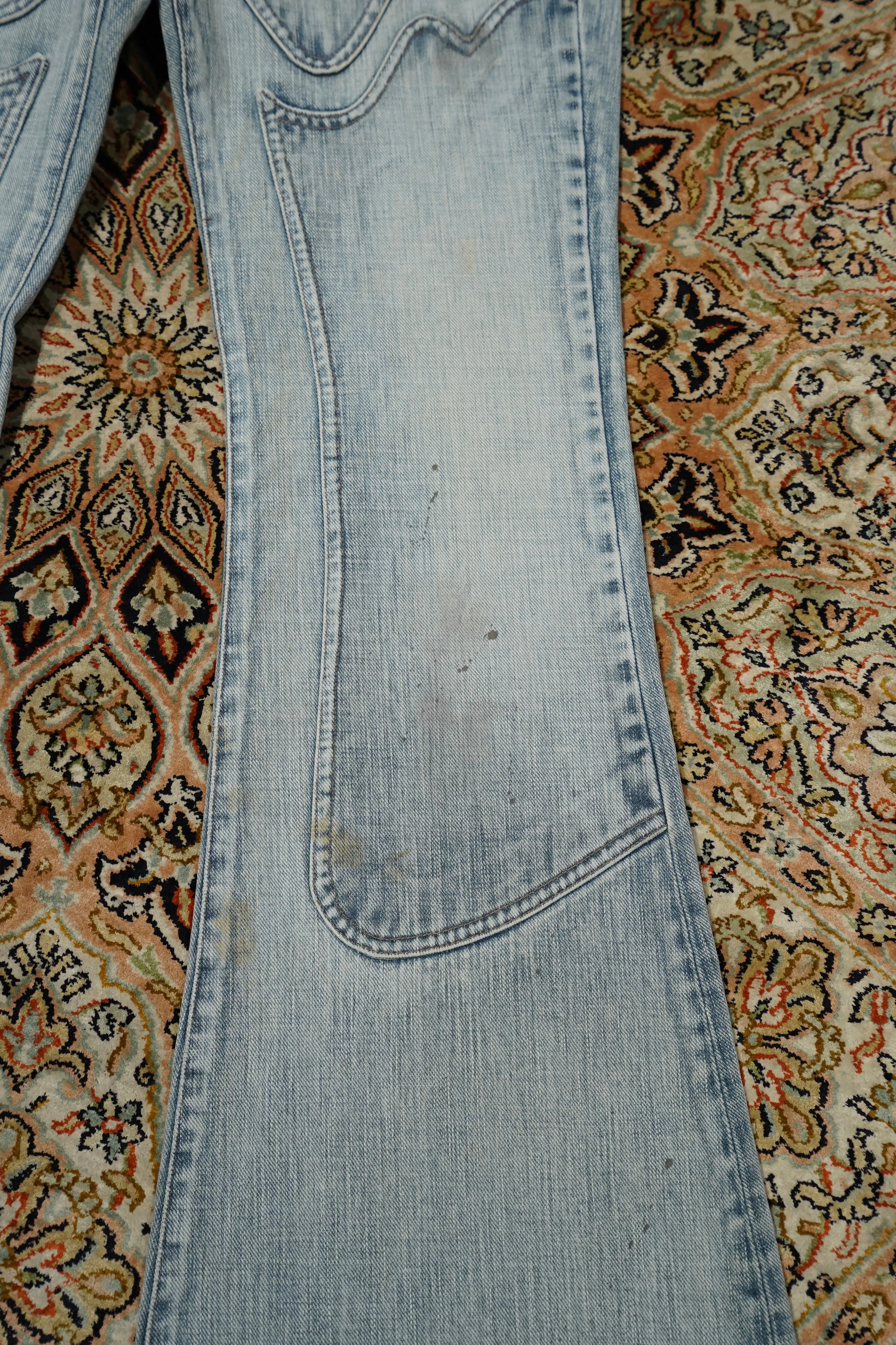 SUGARHILL FADED MODERN DENIM WESTERN FLARED TROUSERS