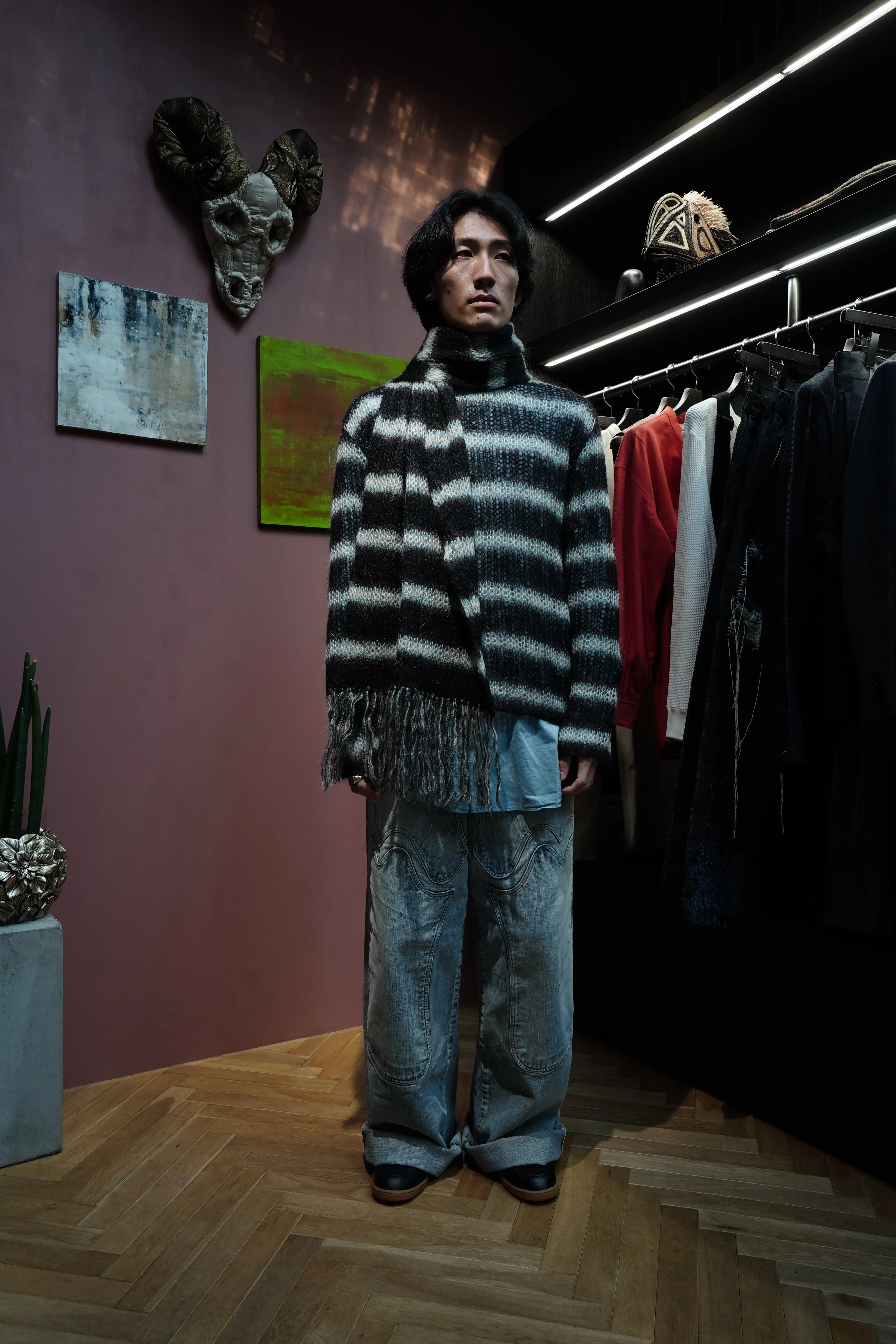 SUGARHILL FADED MODERN DENIM WESTERN WIDE TROUSERS