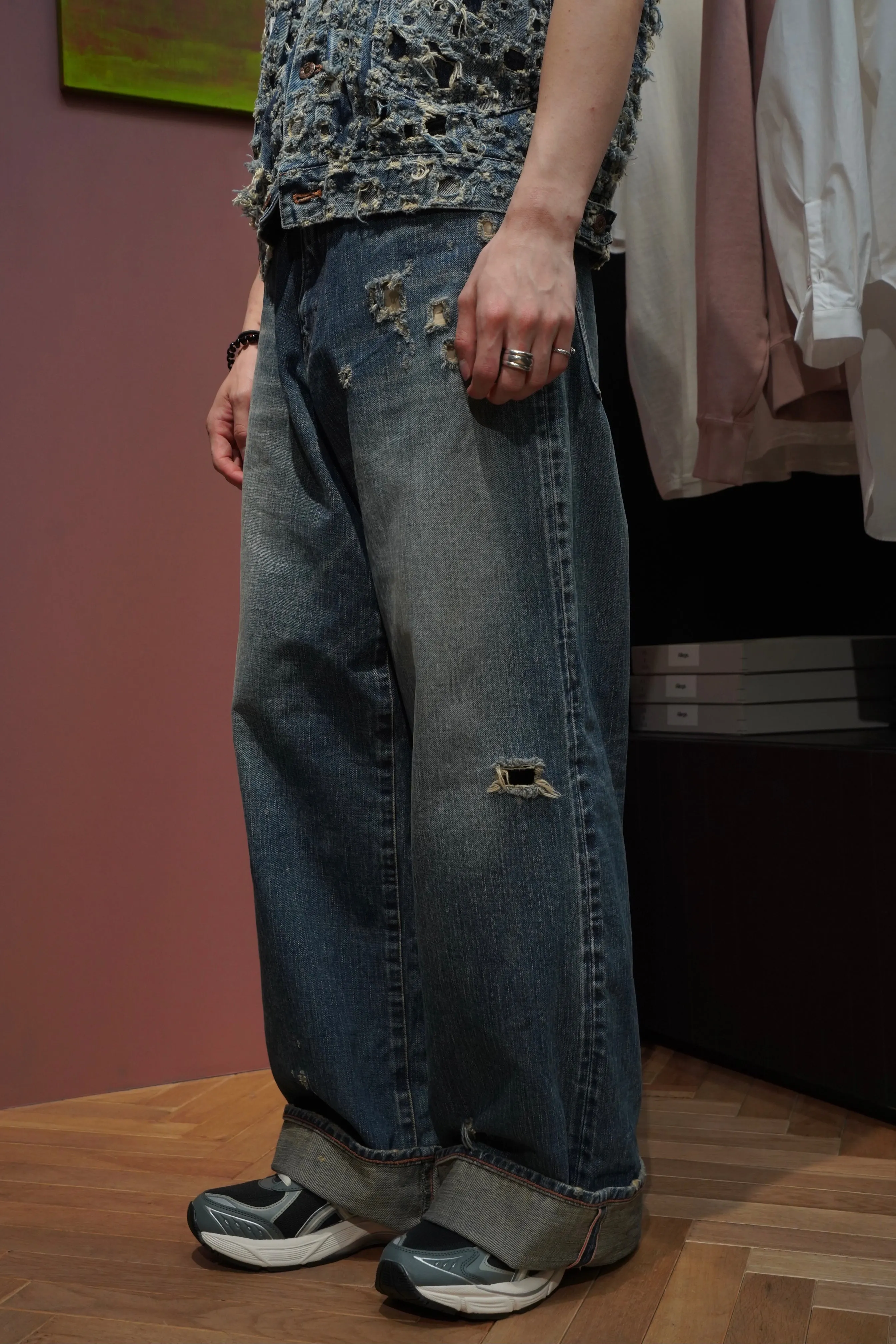 SUGARHILL FADED MODERN DENIM WIDE TROUSERS (FADED INDIGO)
