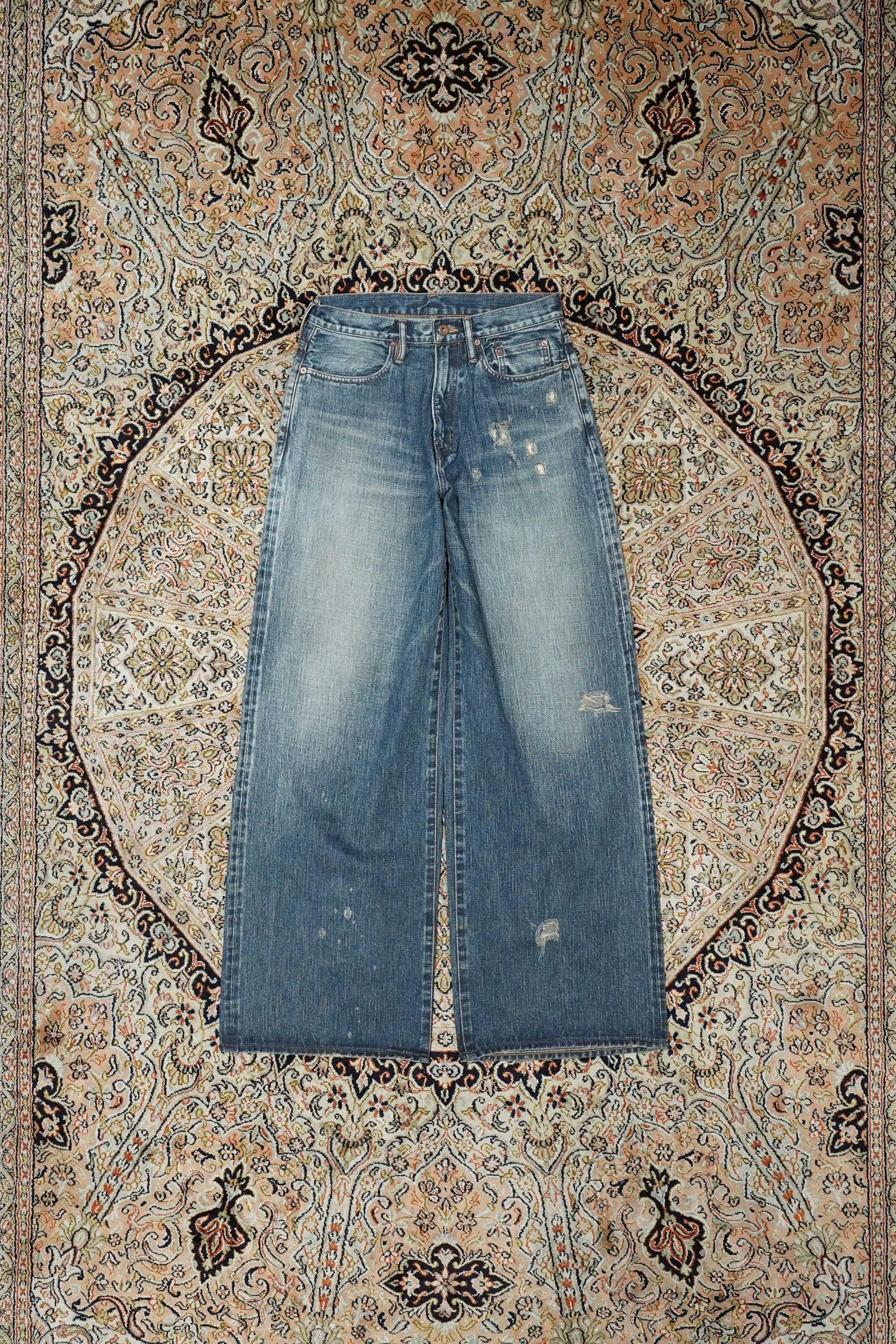 SUGARHILL FADED MODERN DENIM WIDE TROUSERS (FADED INDIGO)