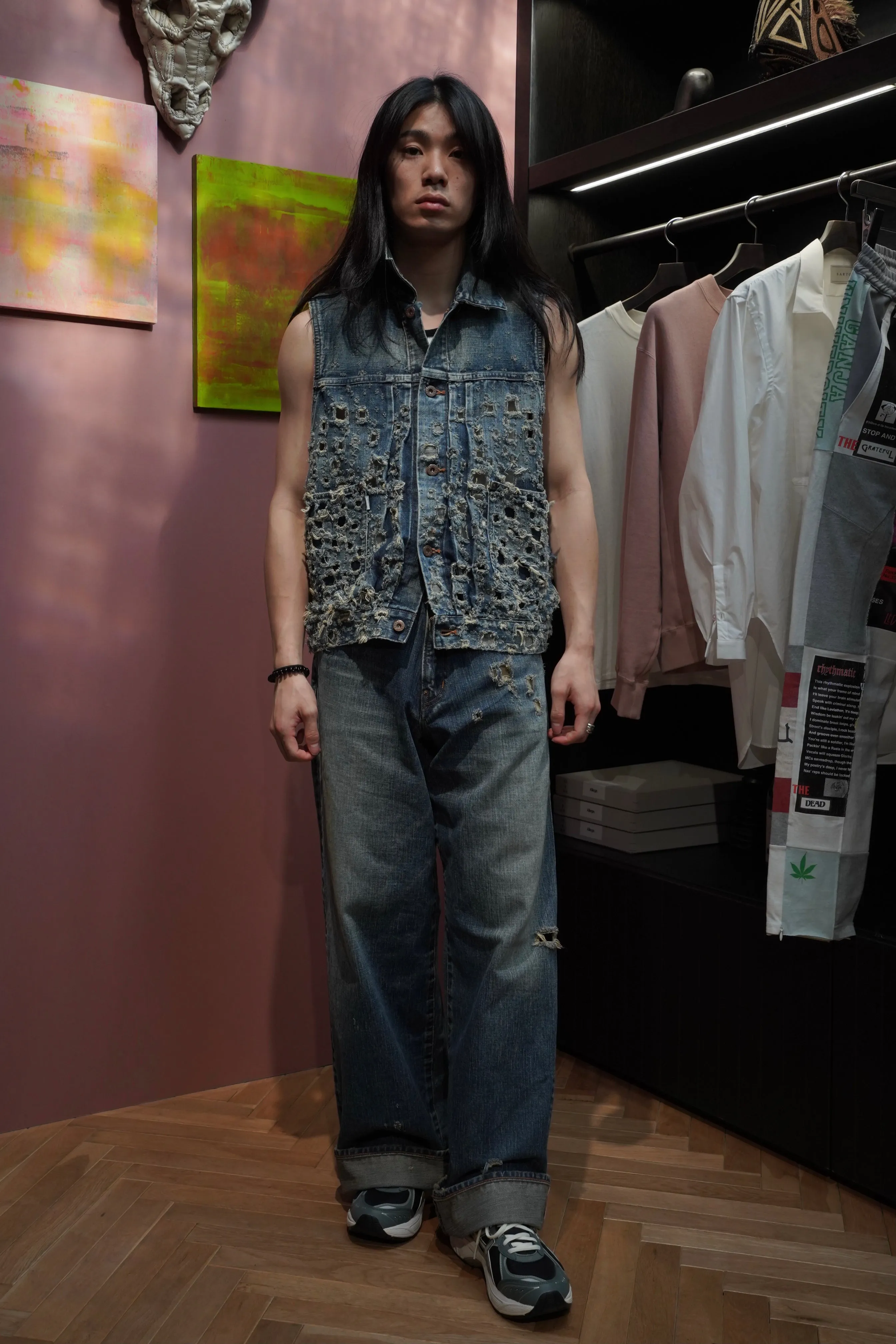 SUGARHILL FADED MODERN DENIM WIDE TROUSERS (FADED INDIGO)