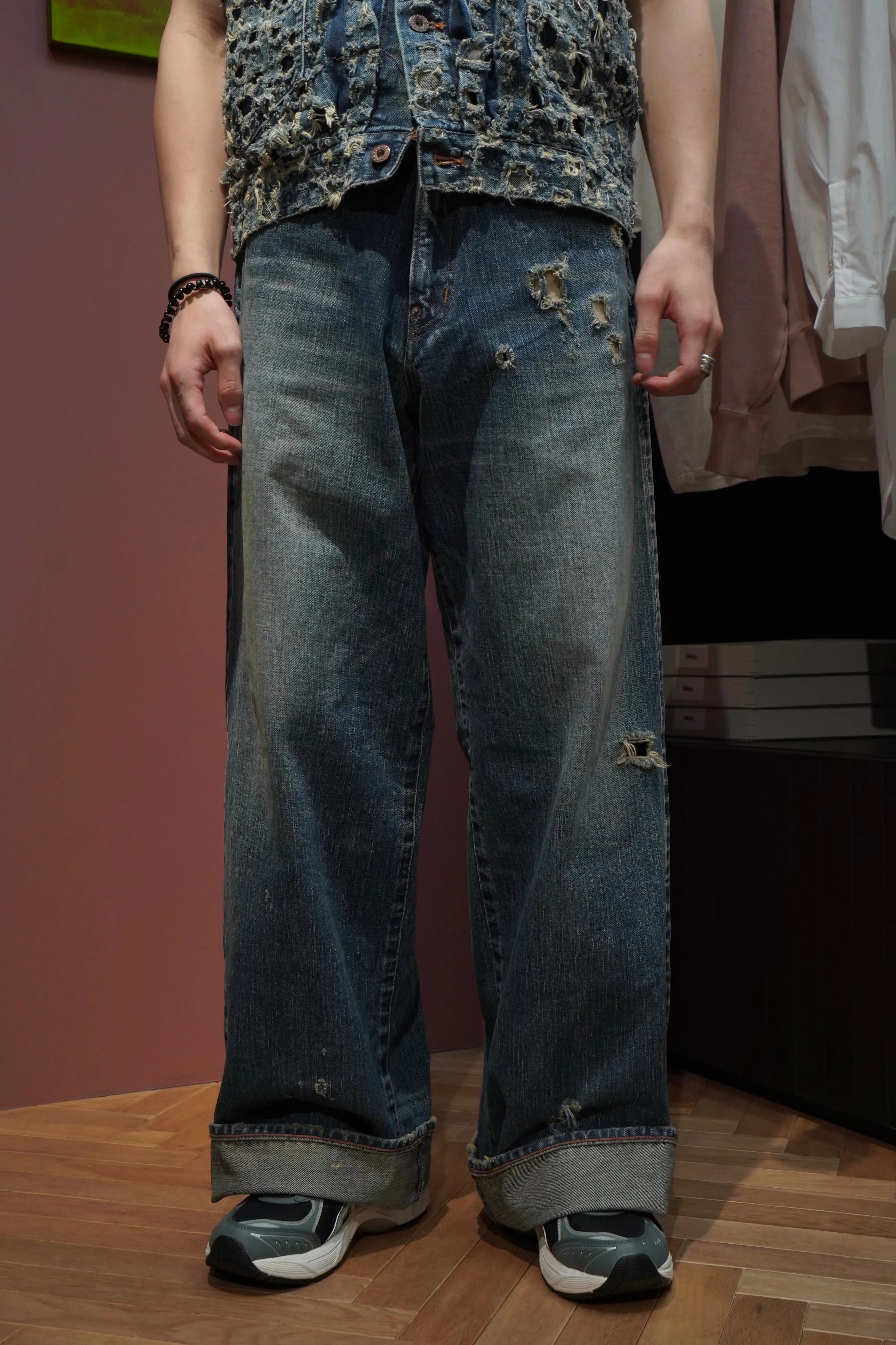 SUGARHILL FADED MODERN DENIM WIDE TROUSERS (FADED INDIGO)