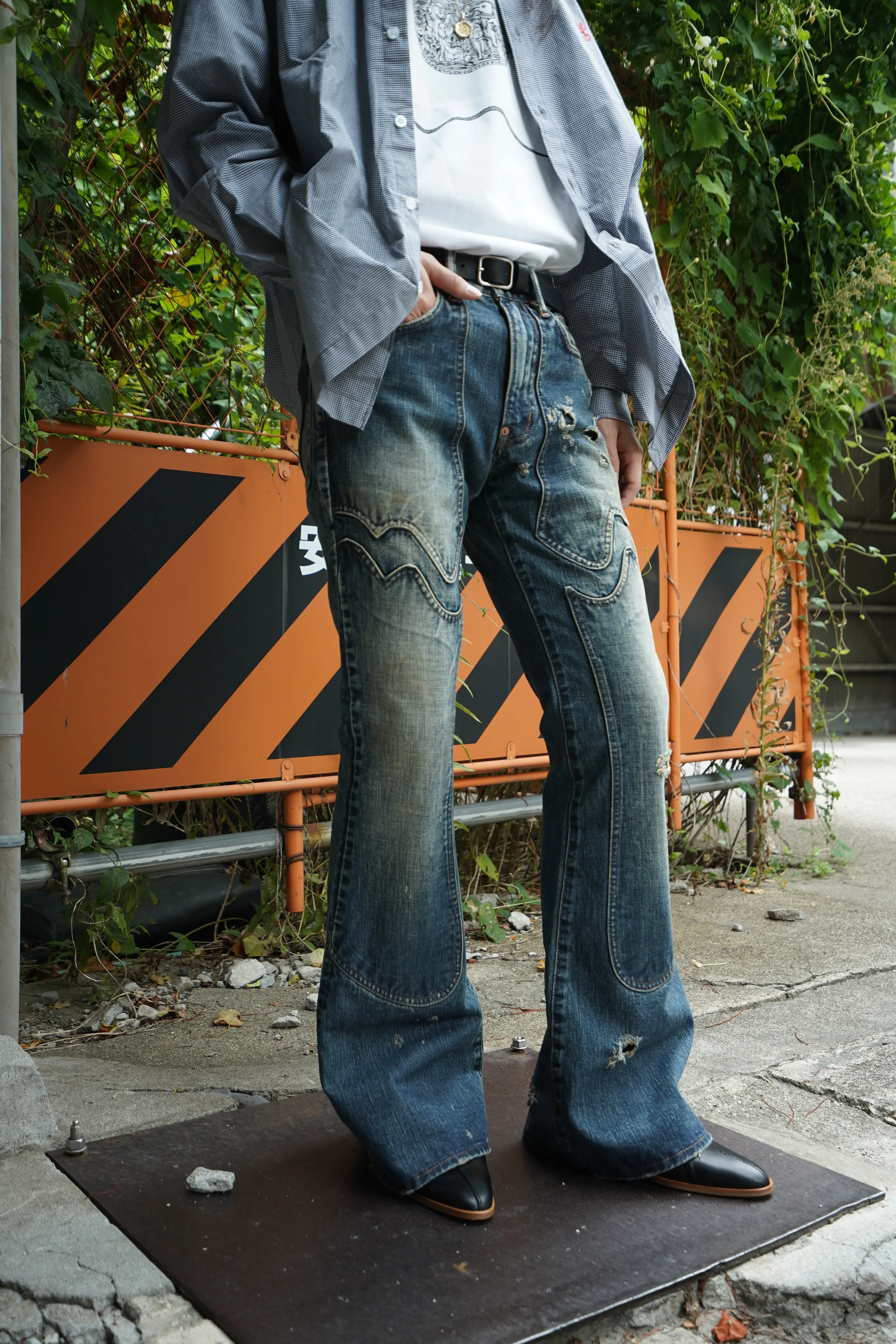 SUGARHILL FADED MODERN WESTERN FLARED TROUSERS (FADED INDIGO)