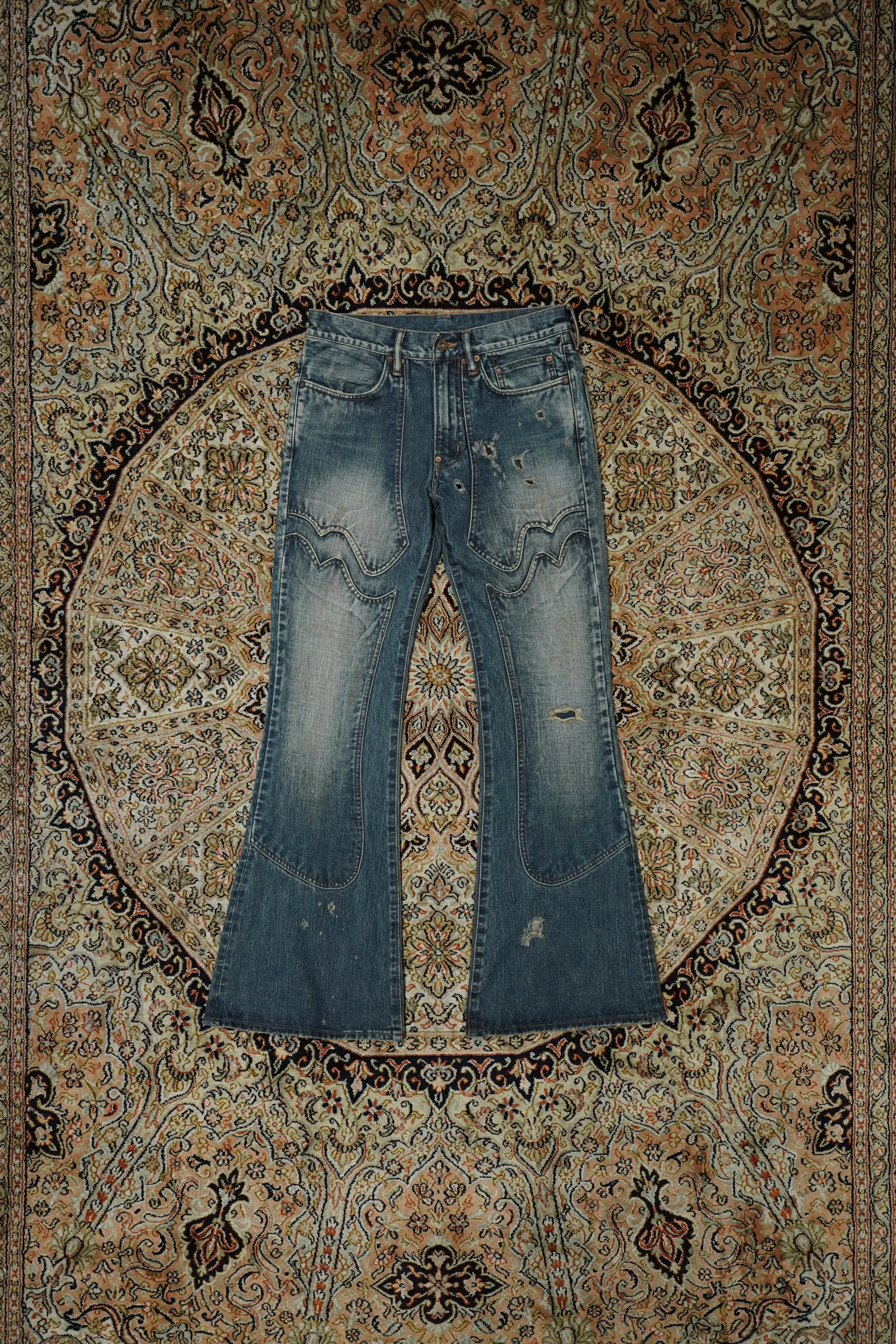 SUGARHILL FADED MODERN WESTERN FLARED TROUSERS (FADED INDIGO)
