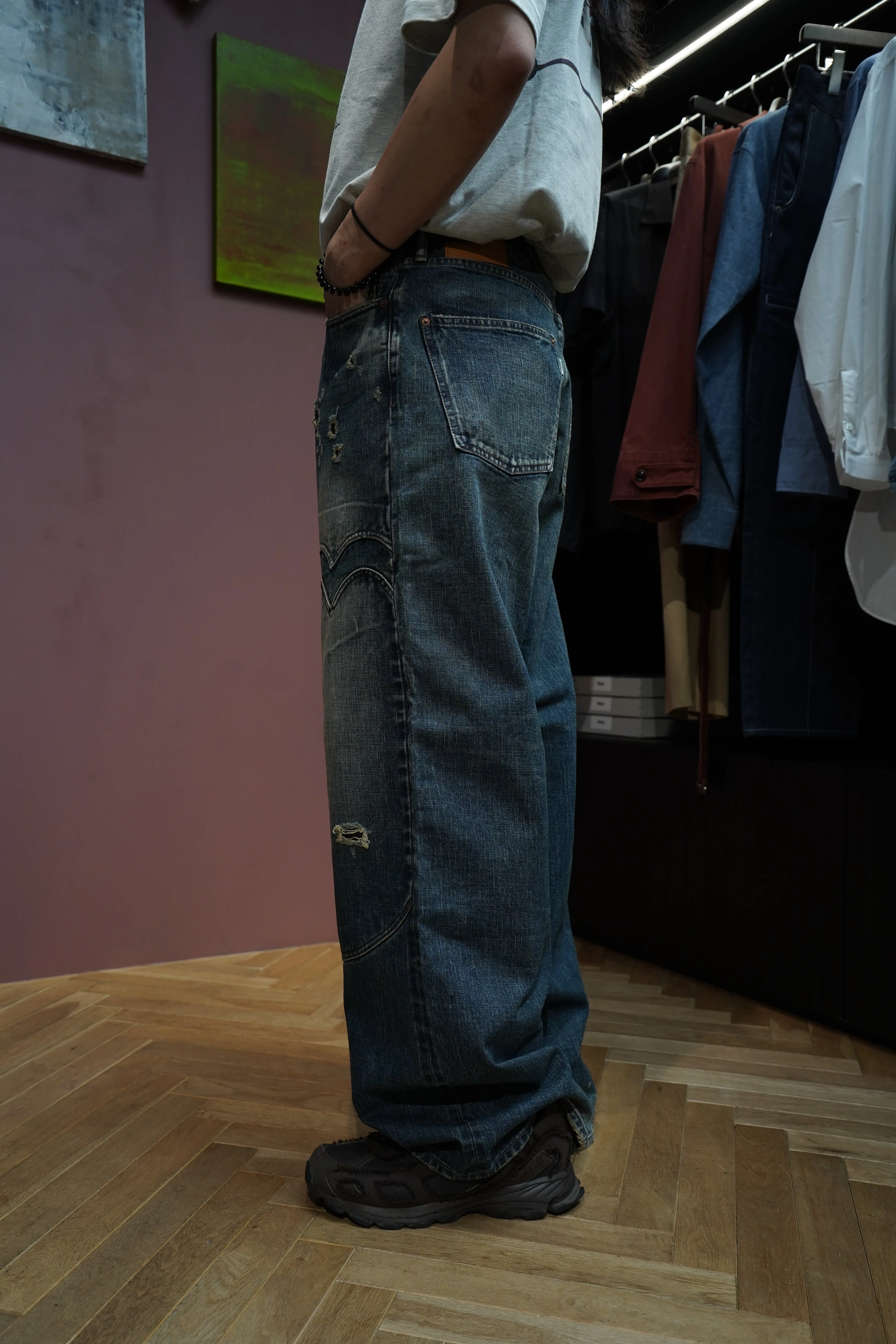 SUGARHILL FADED MODERN WESTERN WIDE TROUSERS (FADED INDIGO)