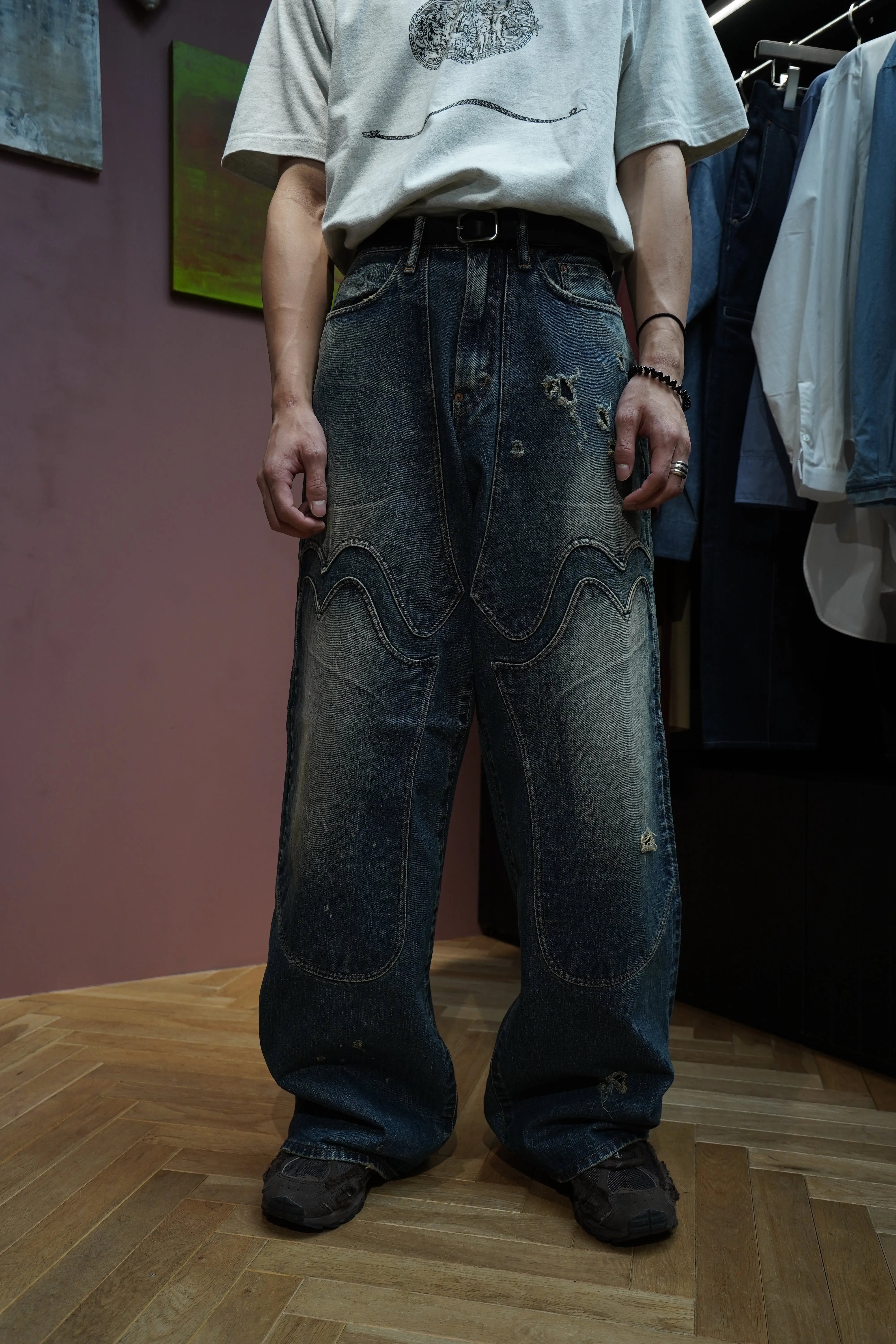 SUGARHILL FADED MODERN WESTERN WIDE TROUSERS (FADED INDIGO)