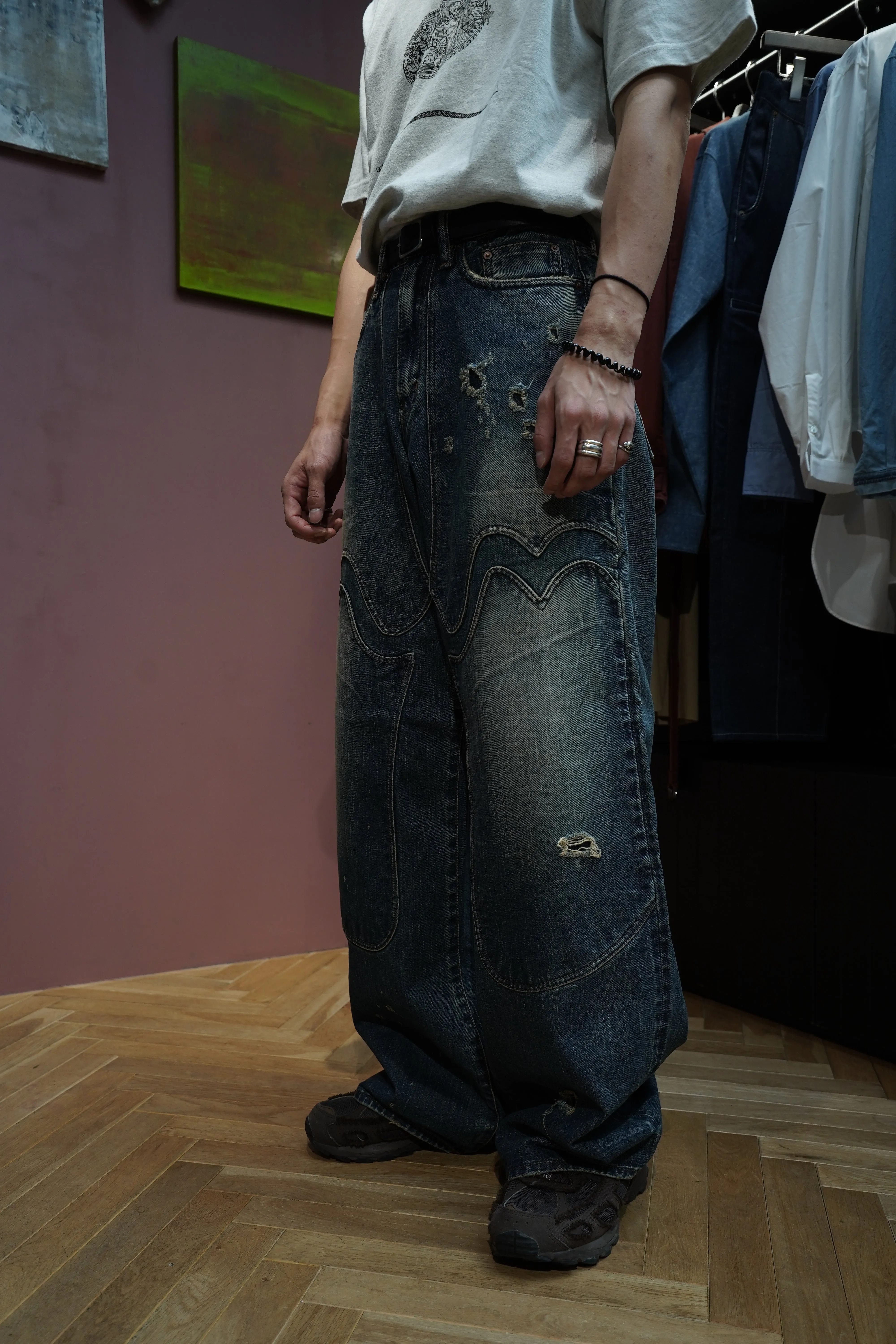 SUGARHILL FADED MODERN WESTERN WIDE TROUSERS (FADED INDIGO)