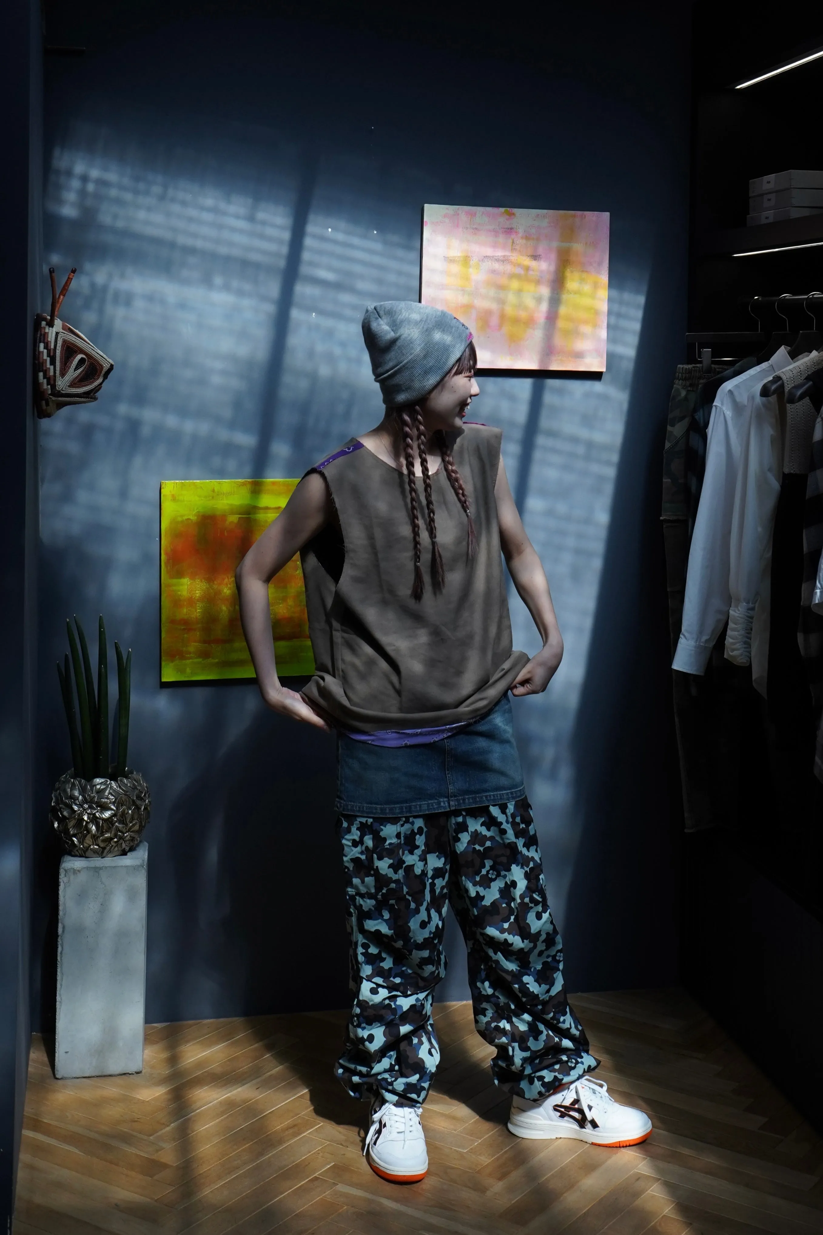 SUGARHILL FLOWER CAMO CARGO TROUSERS (BLUE CAMO)