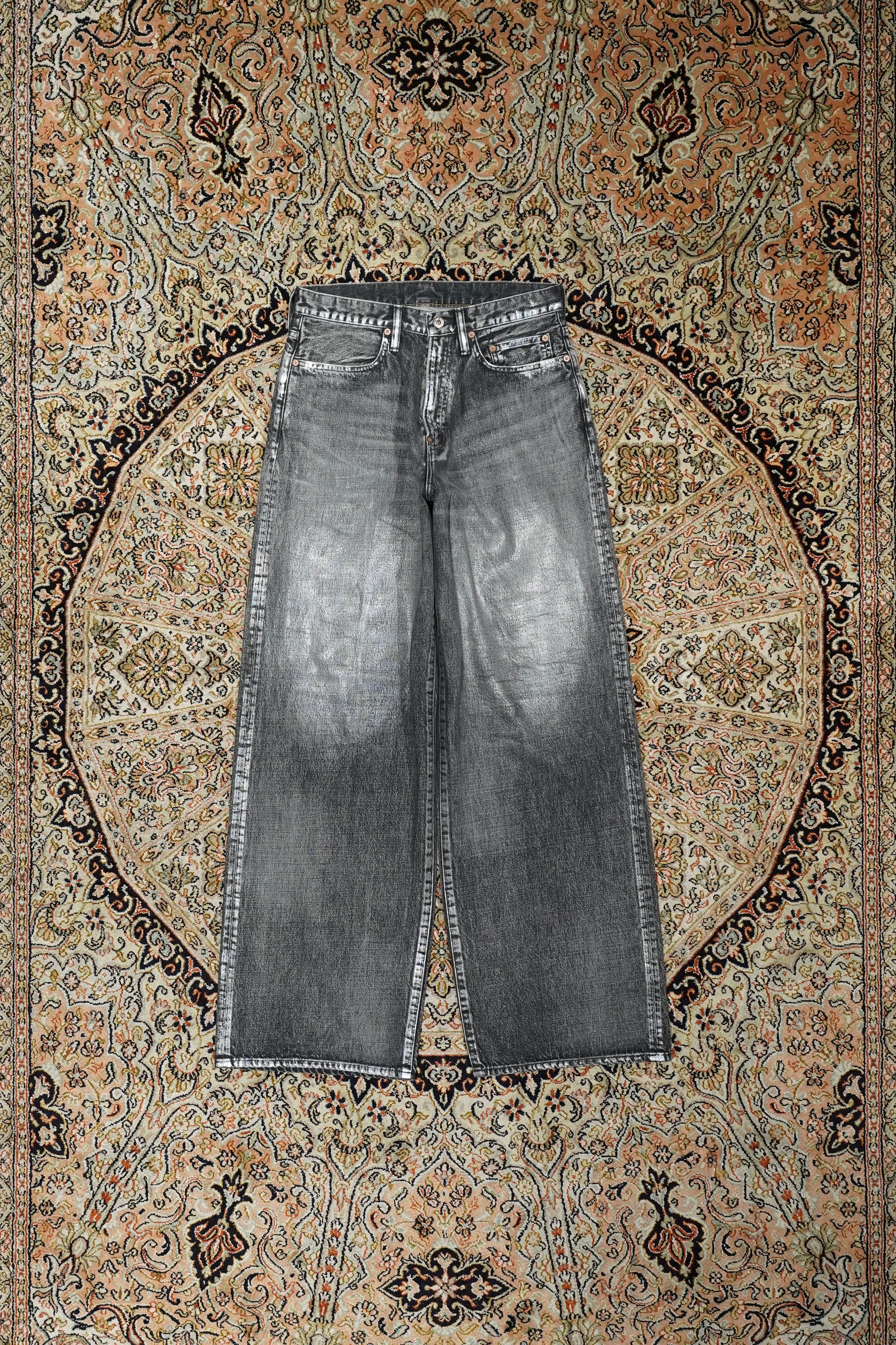 SUGARHILL FOILED DENIM TROUSERS WIDE CUT (BLACK)