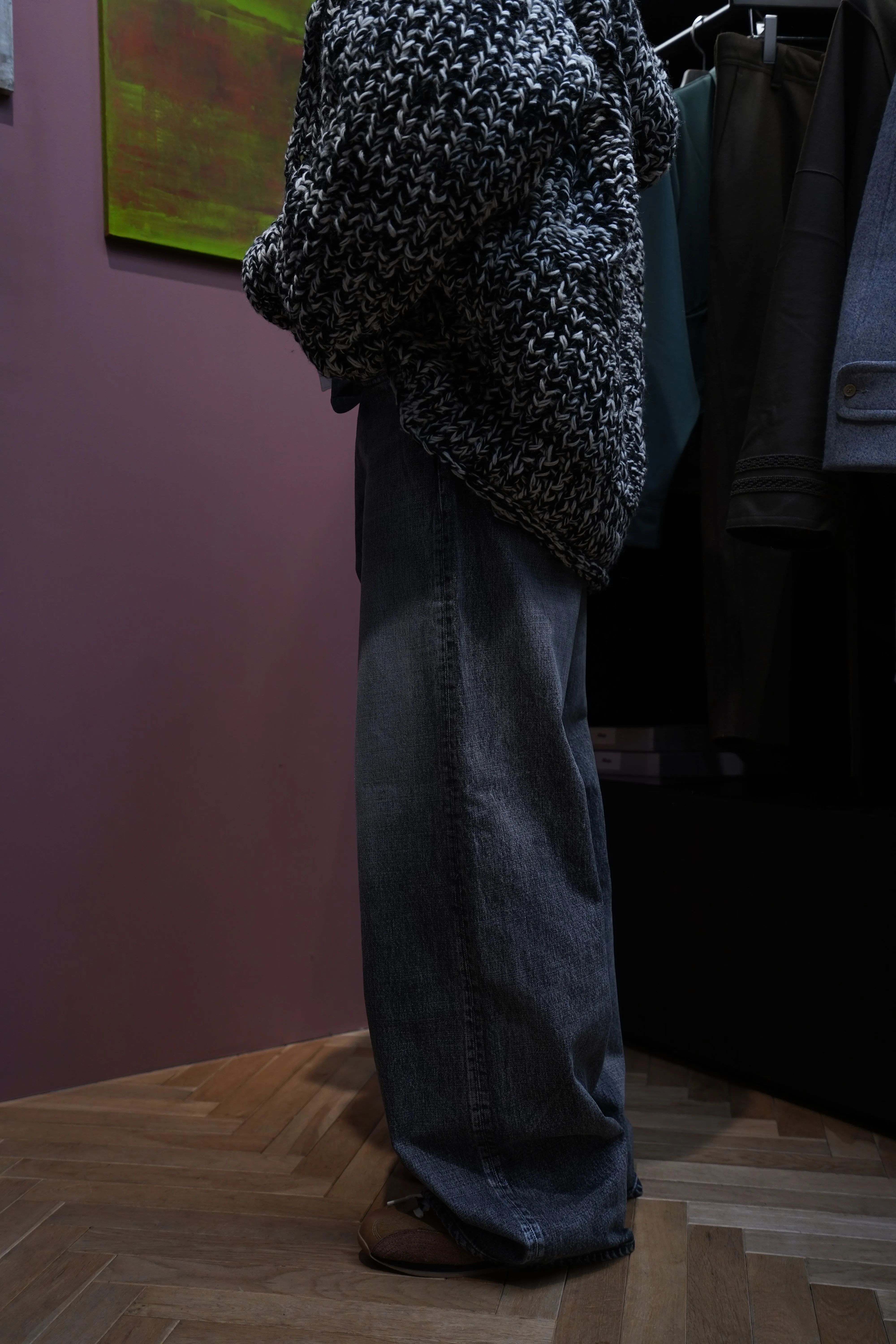 SUGARHILL FOILED DENIM TROUSERS WIDE CUT (BLACK)