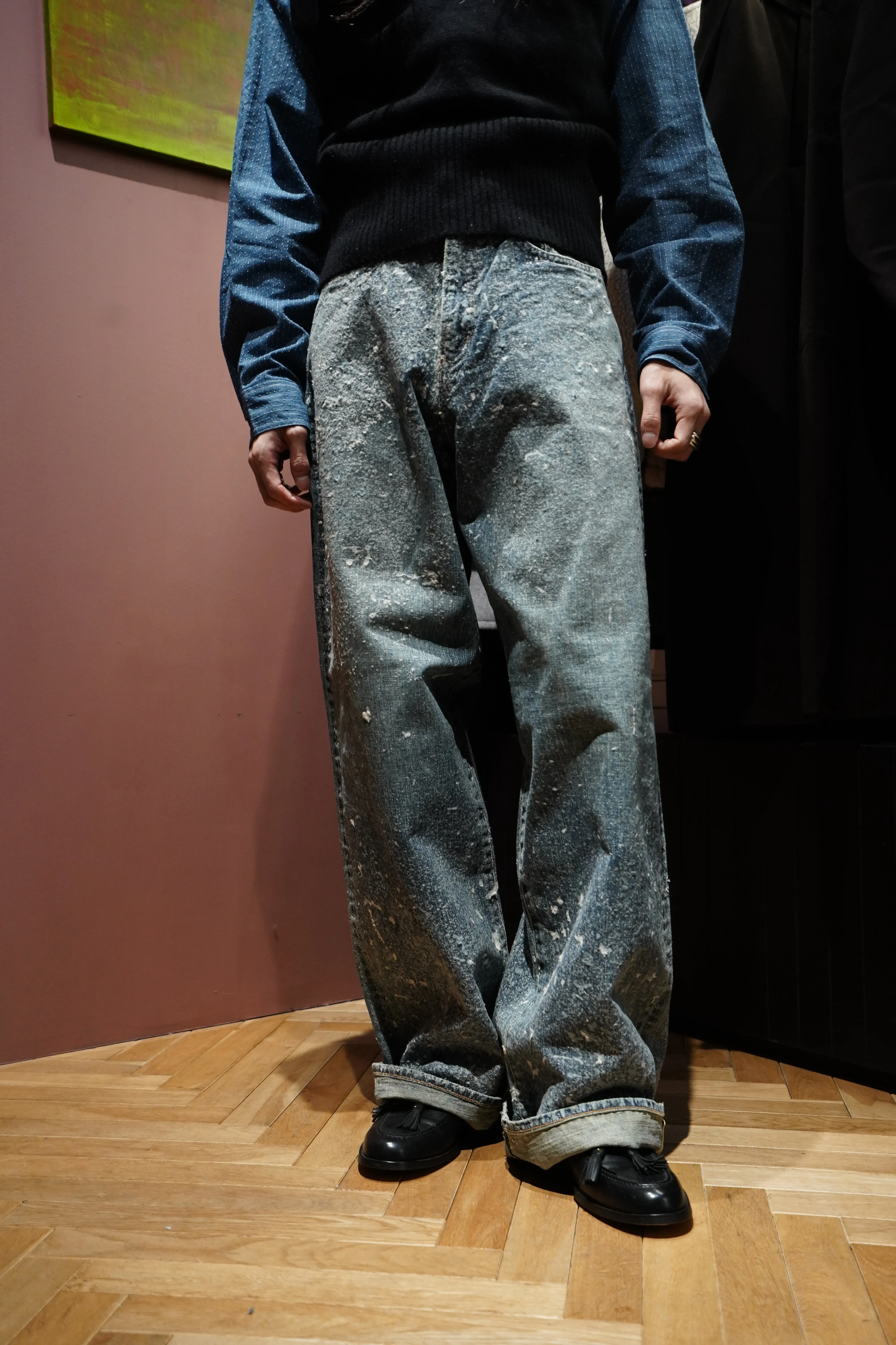 SUGARHILL MOLDED DENIM TROUSERS WIDE CUT (INDIGO)