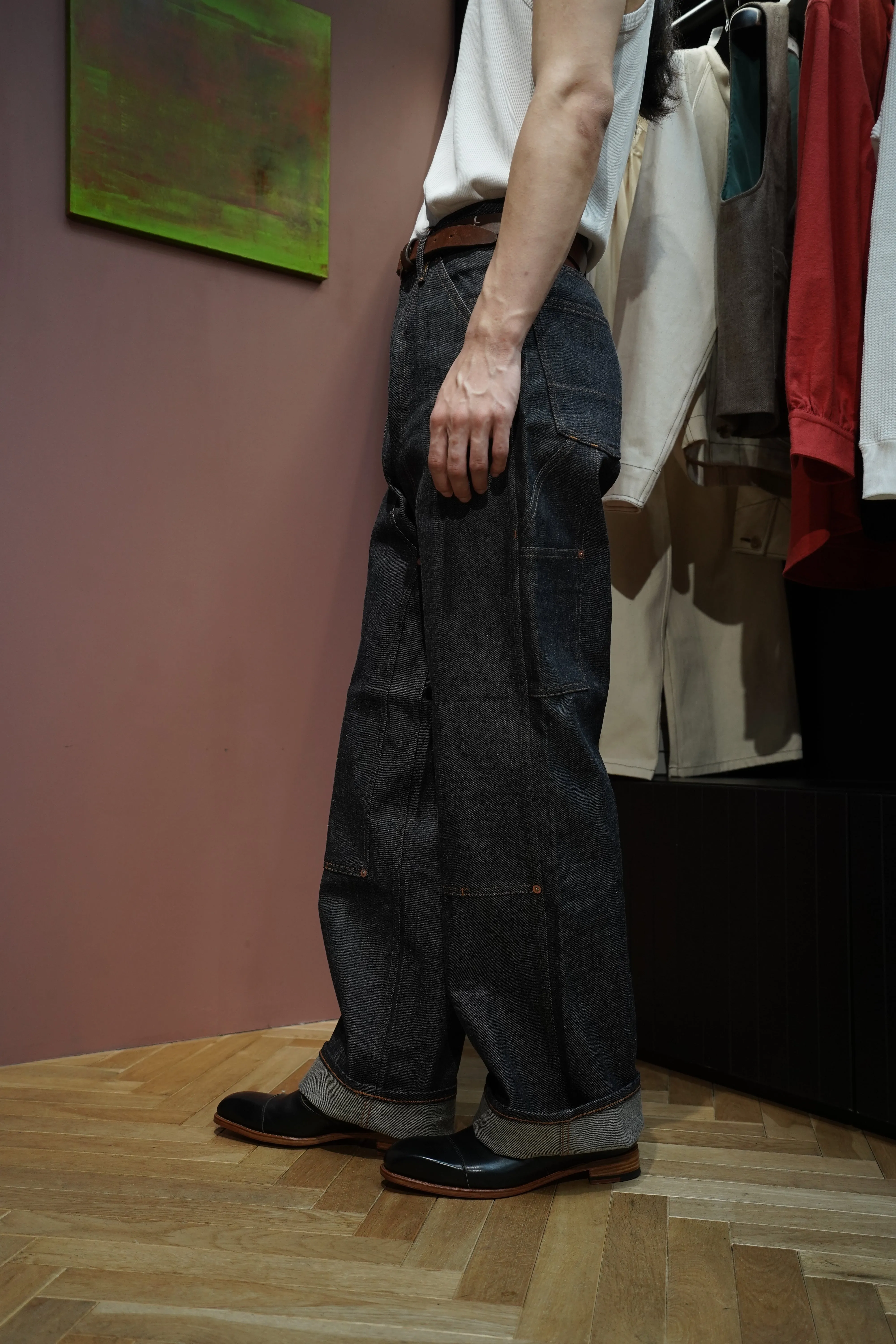 SUGARHILL PAINTER DOUBLE KNEE DENIM TROUSERS (RIGID INDIGO)