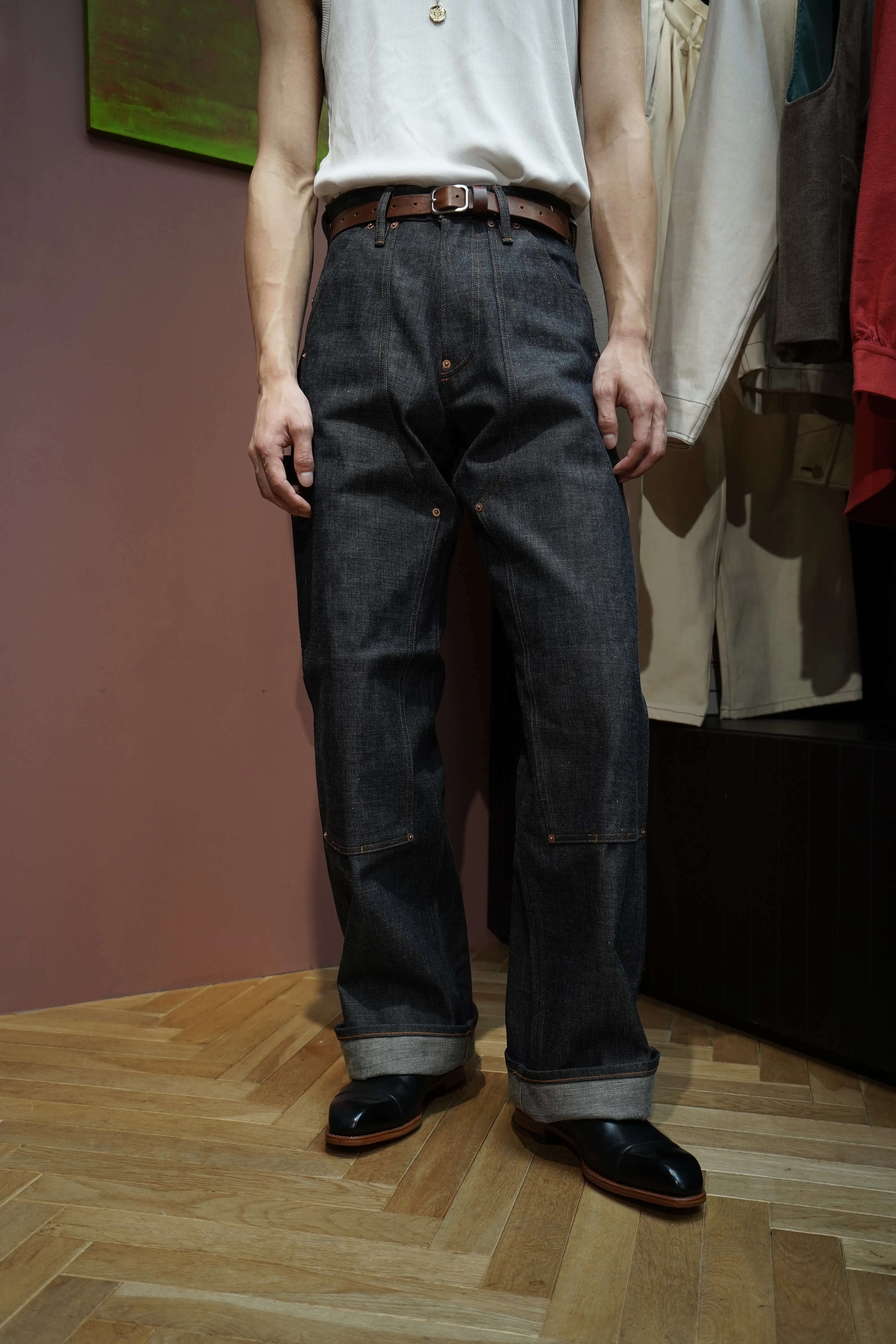 SUGARHILL PAINTER DOUBLE KNEE DENIM TROUSERS (RIGID INDIGO)