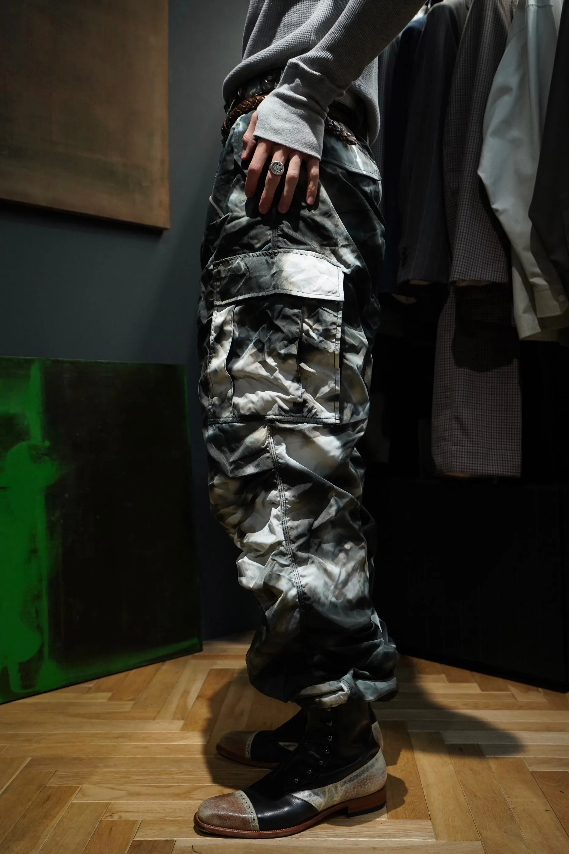 SUGARHILL POUR CAMO CARGO PANTS (OLIVE BLACK)