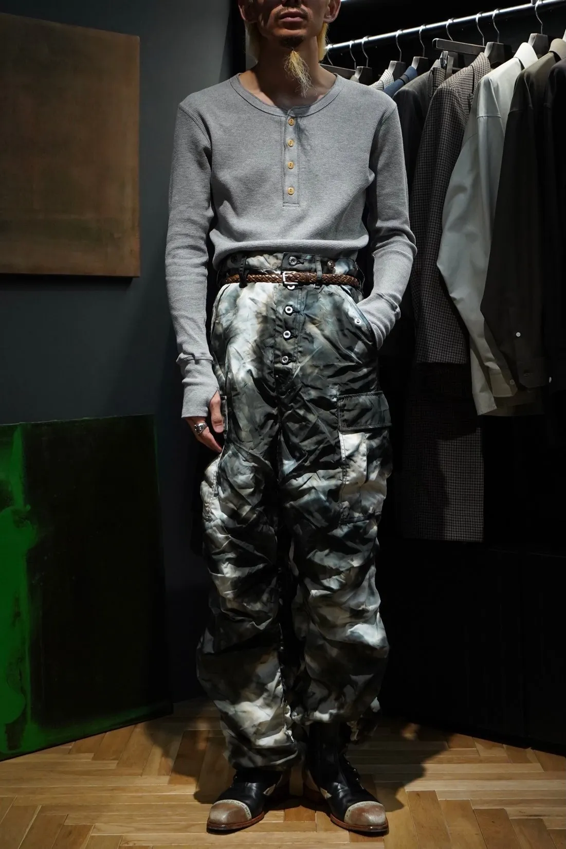 SUGARHILL POUR CAMO CARGO PANTS (OLIVE BLACK)