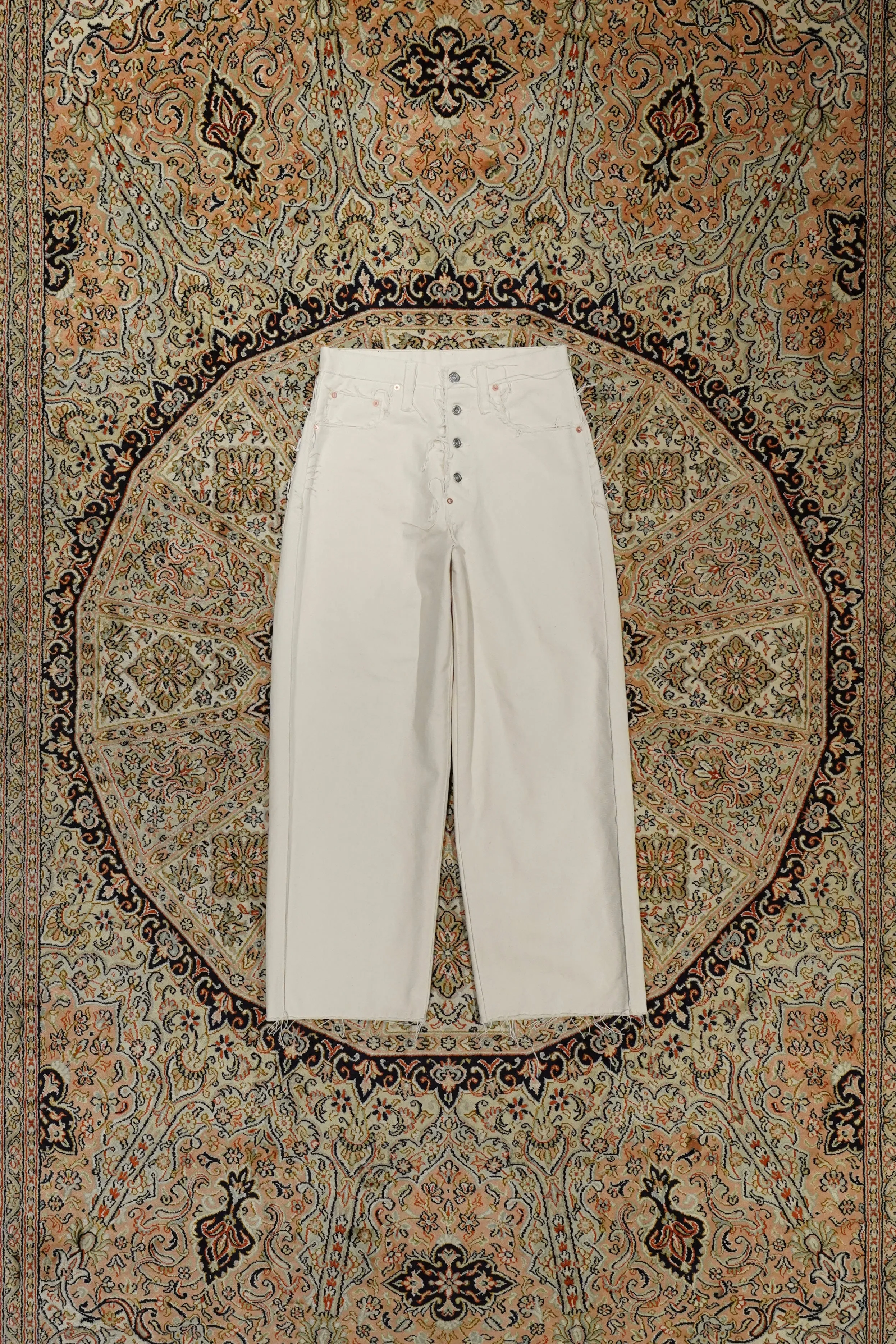 SUGARHILL RAW-EDGE CANVAS DENIM PANTS (IVORY)