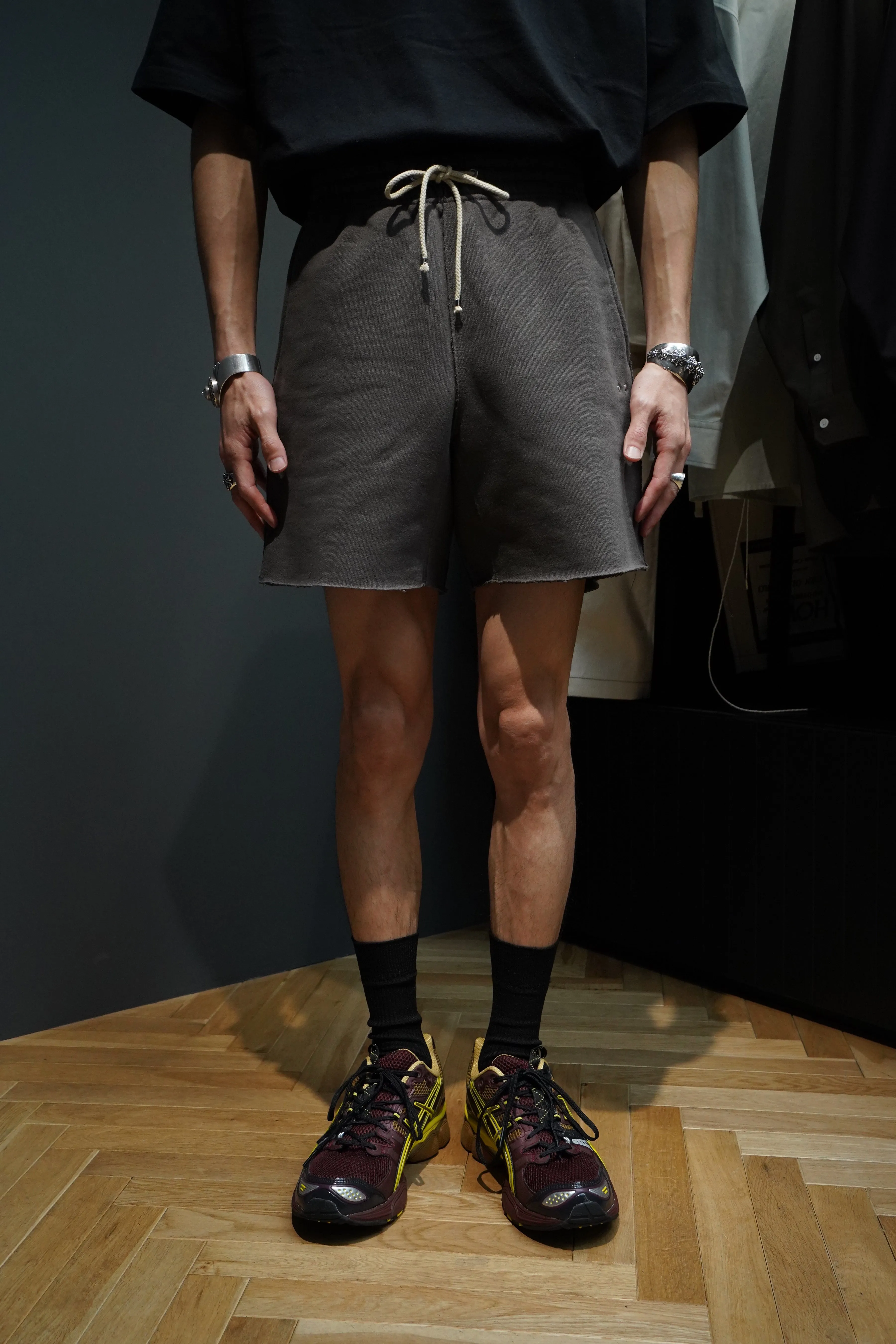 SUGARHILL TIRPLE STITCHED SWEAT HALF PANTS(ASH GRAY)