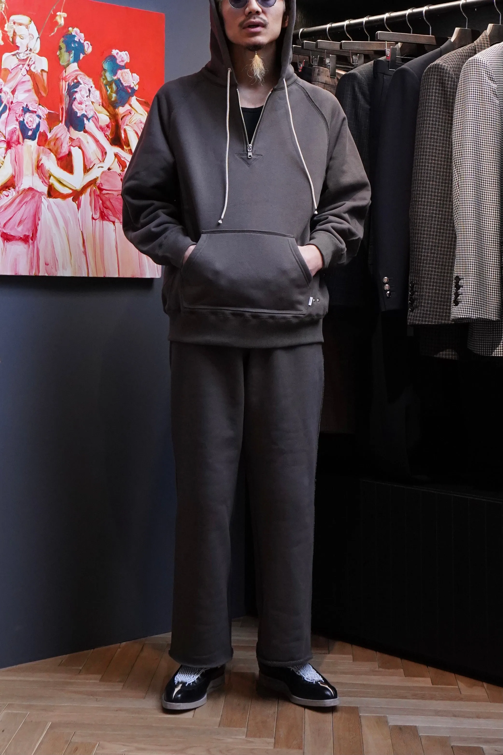 SUGARHILL TIRPLE STITCHED SWEAT PANTS(ASH GRAY)