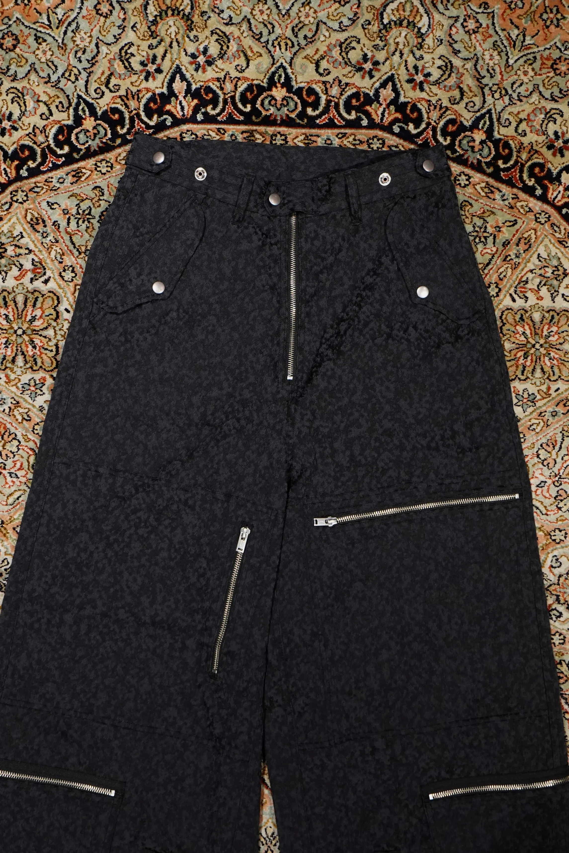 SUGARHILL URETHANE JACQUARD PARASHUTE TROUSERS (BLACK)