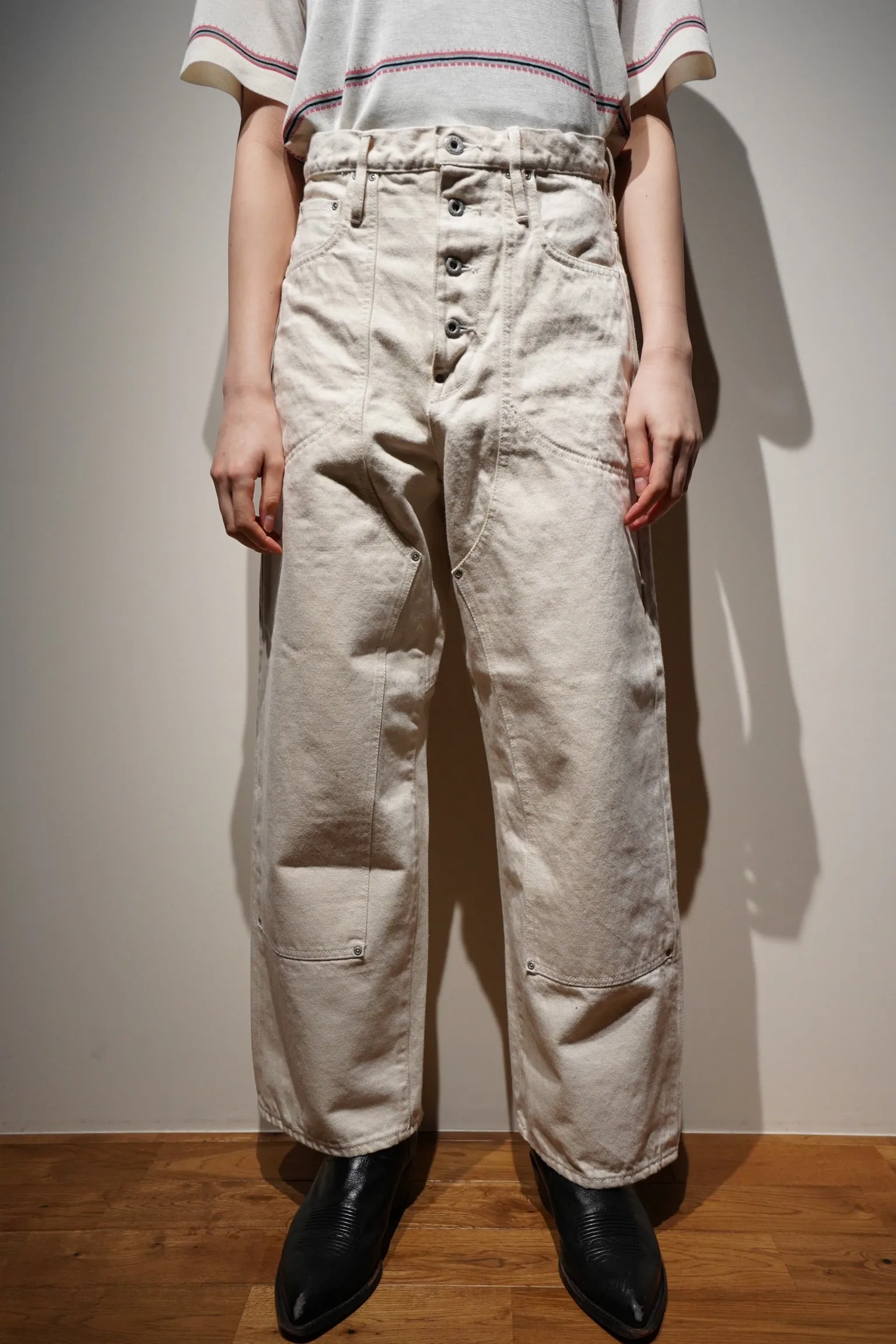 SUGARHILL WASHED DOUBLE KNEE PANTS (OFF WHITE)