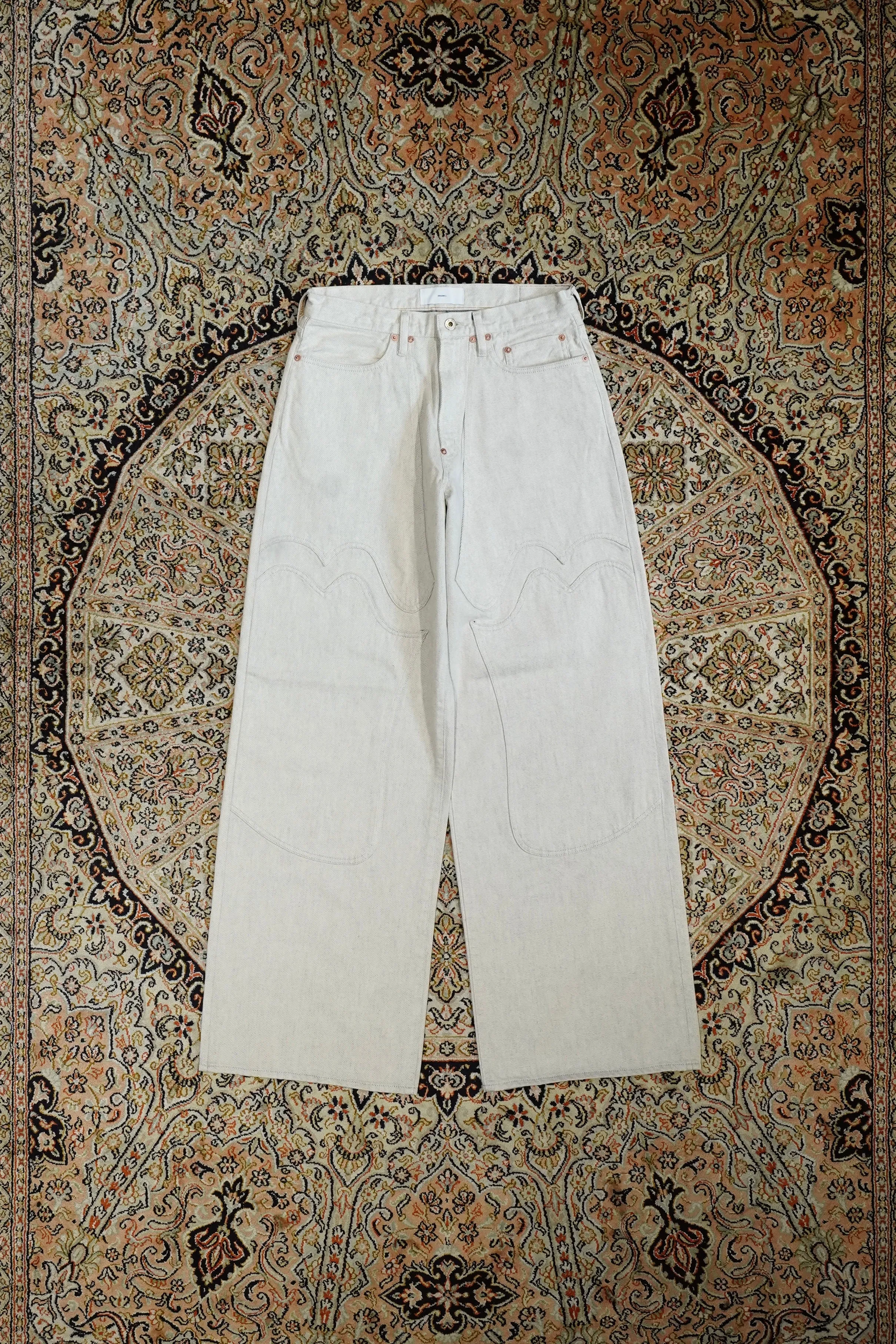 SUGARHILL WESTERN DOUBLE KNEE PANTS WIDE CUT (GRAY WHITE)