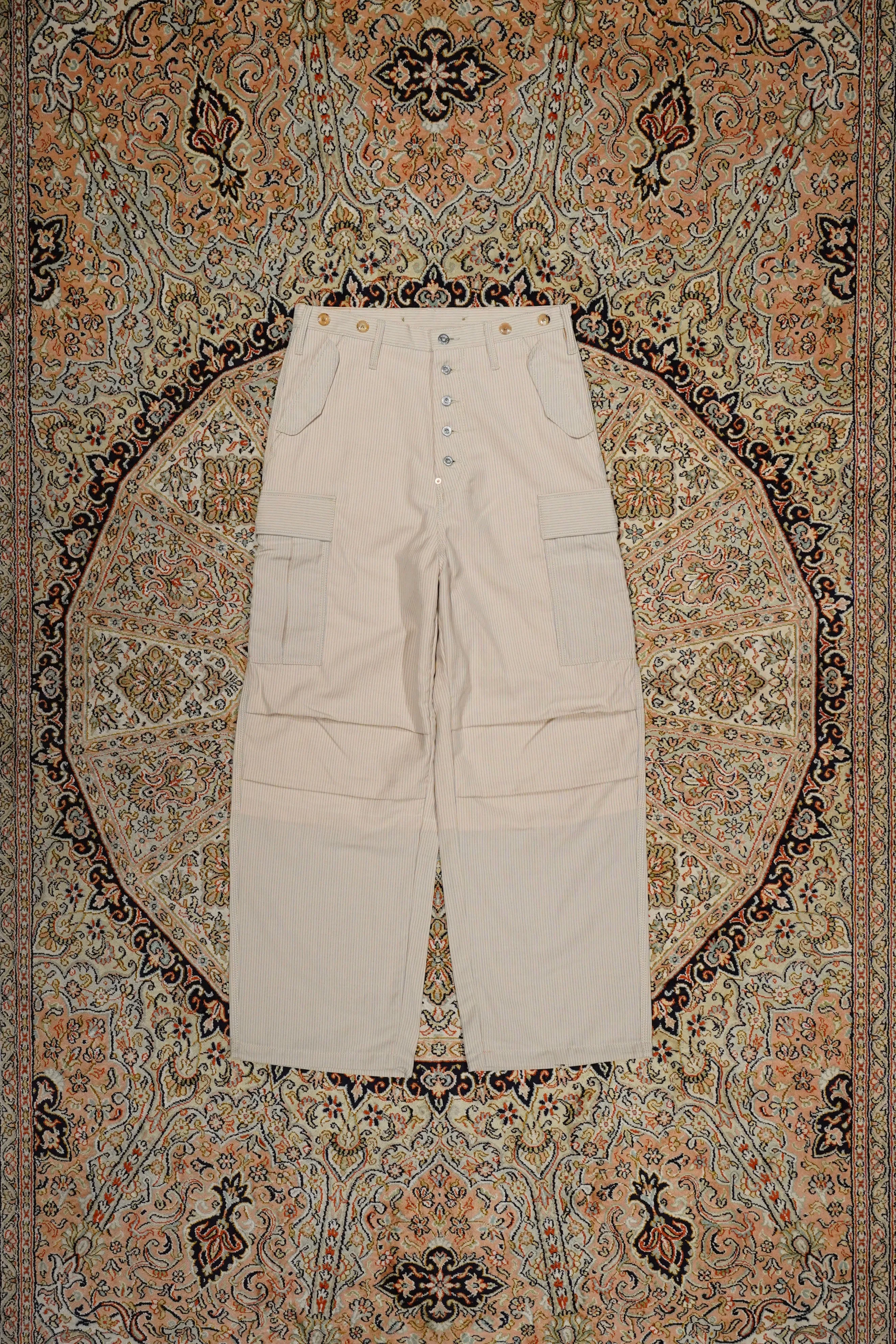 SUGARHILL WOOL LINEN HICKORY ARMY CARGO PANTS(HICKORY)