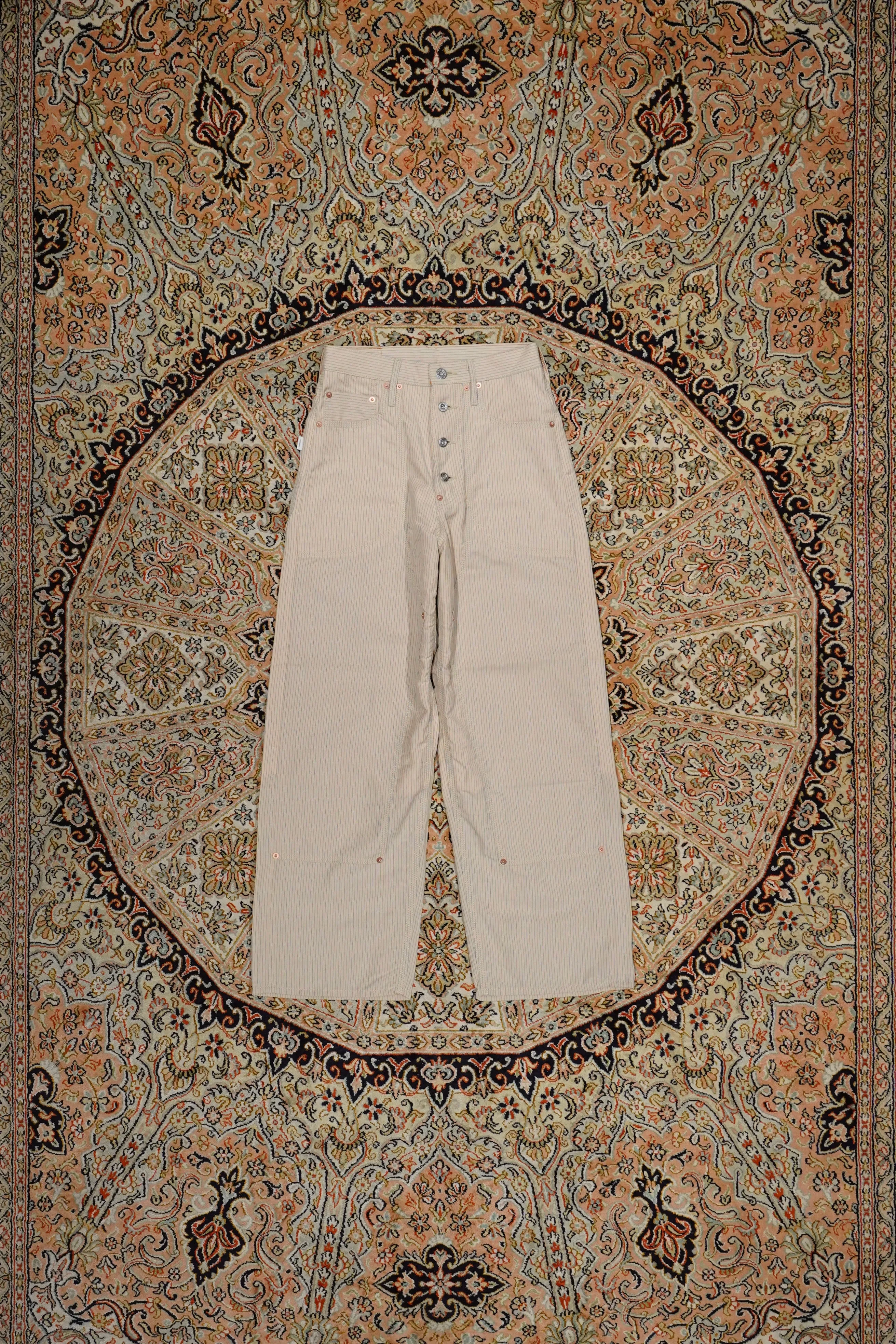 SUGARHILL WOOL LINEN HICKORY DOUBLE KNEE DENIM PANTS(HICKORY)