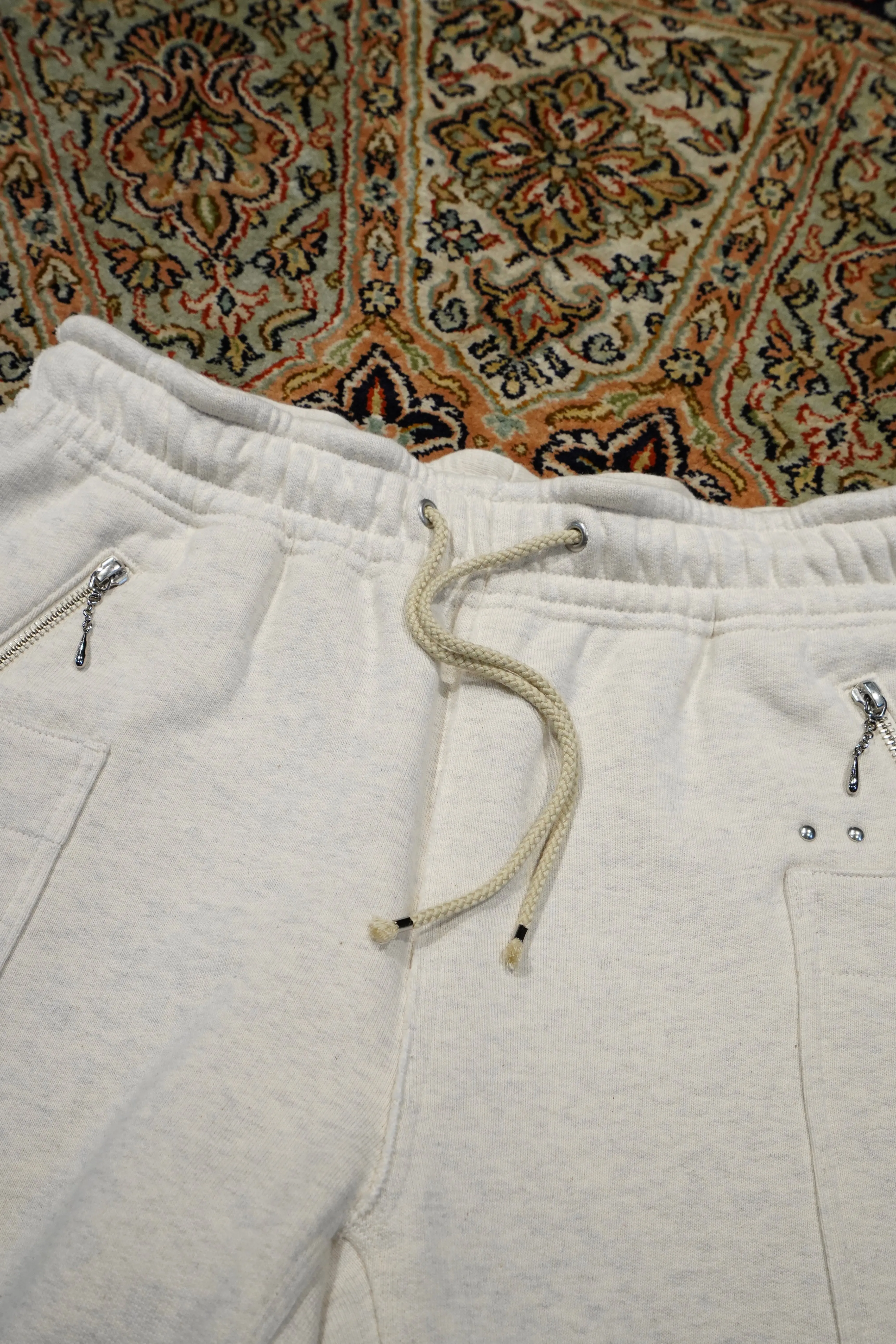 SUGARHILL ZIP-UP HALF SWEAT TROUSERS (IVORY WHITE)