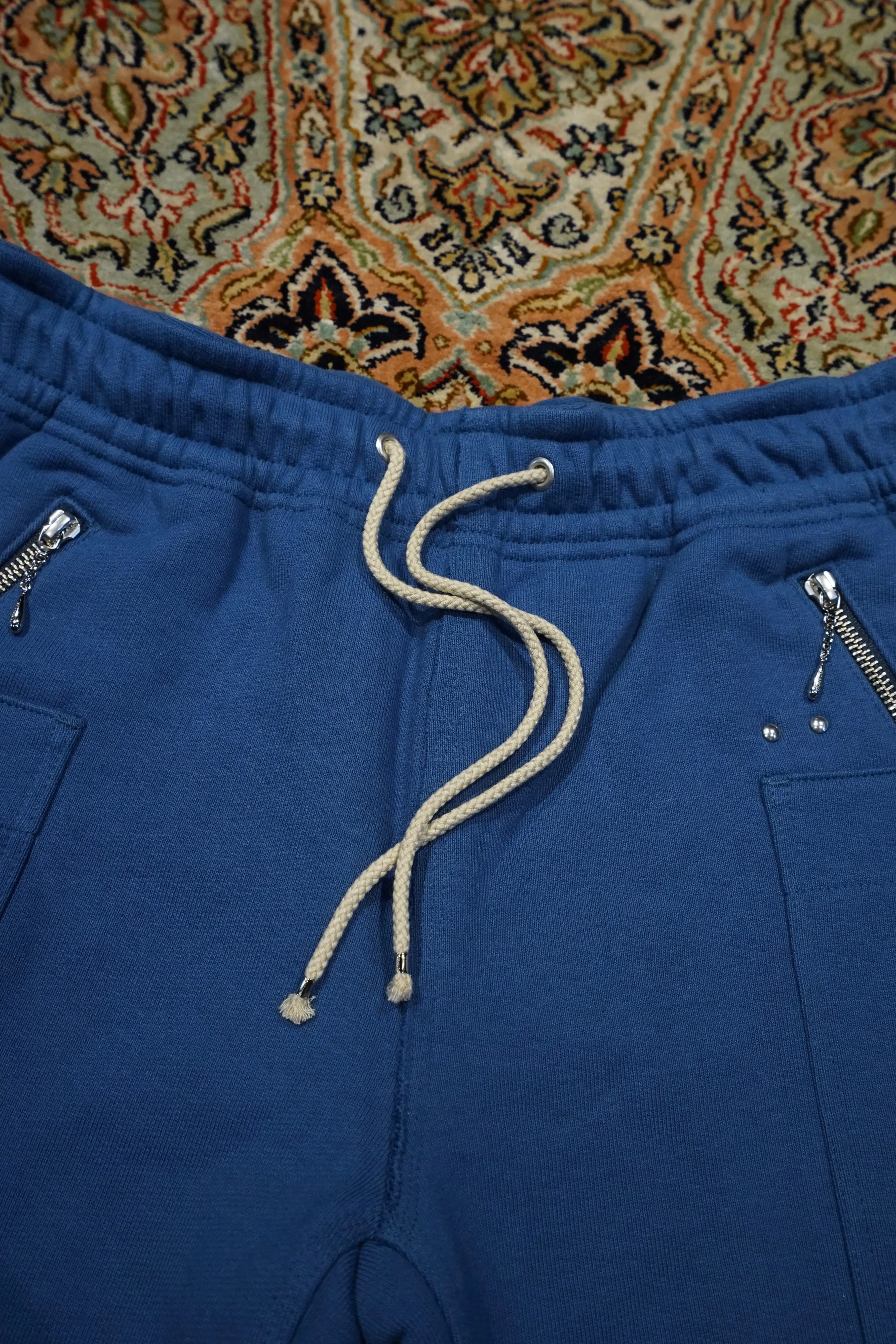 SUGARHILL ZIP-UP HALF SWEAT TROUSERS (PALE NAVY)