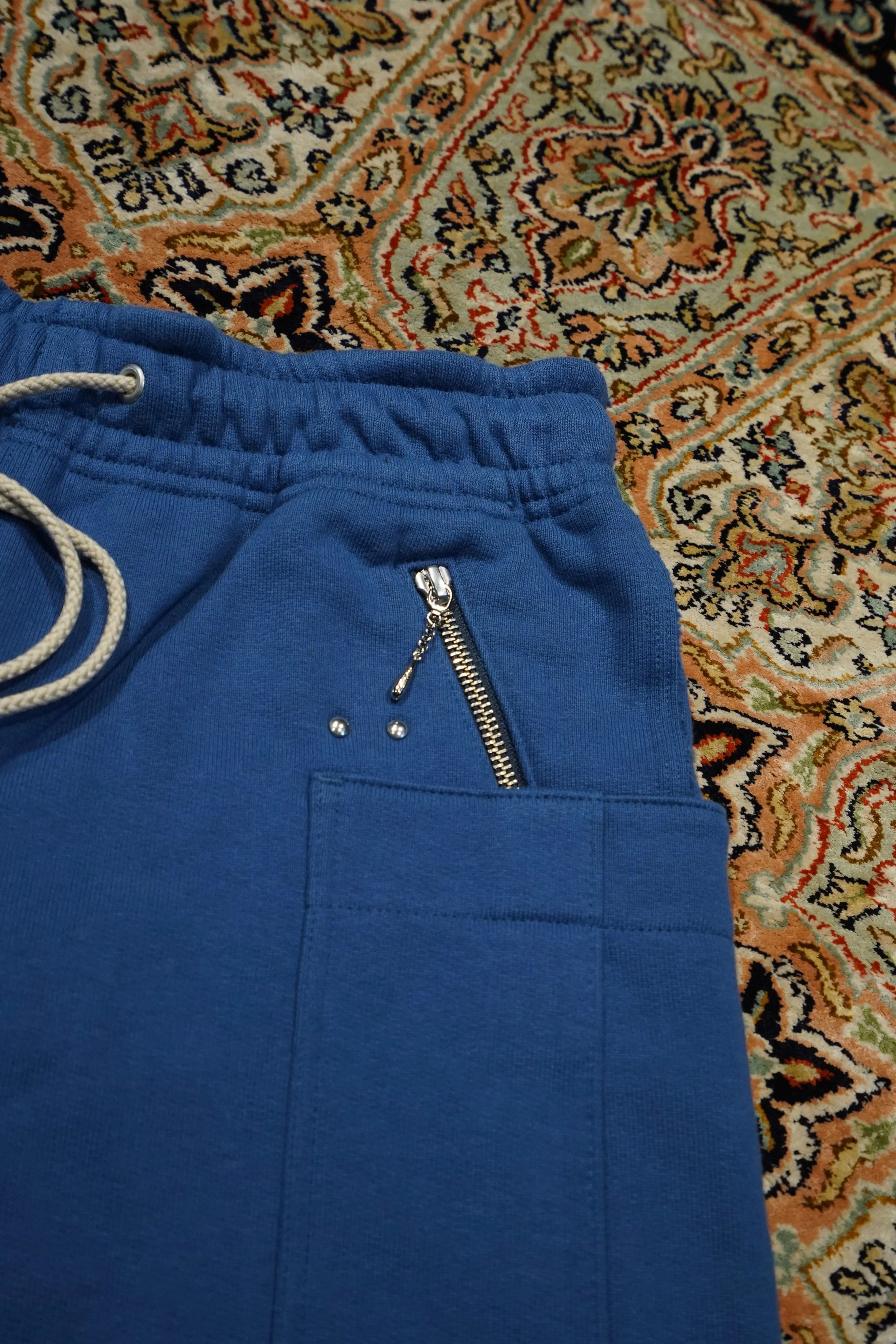 SUGARHILL ZIP-UP HALF SWEAT TROUSERS (PALE NAVY)