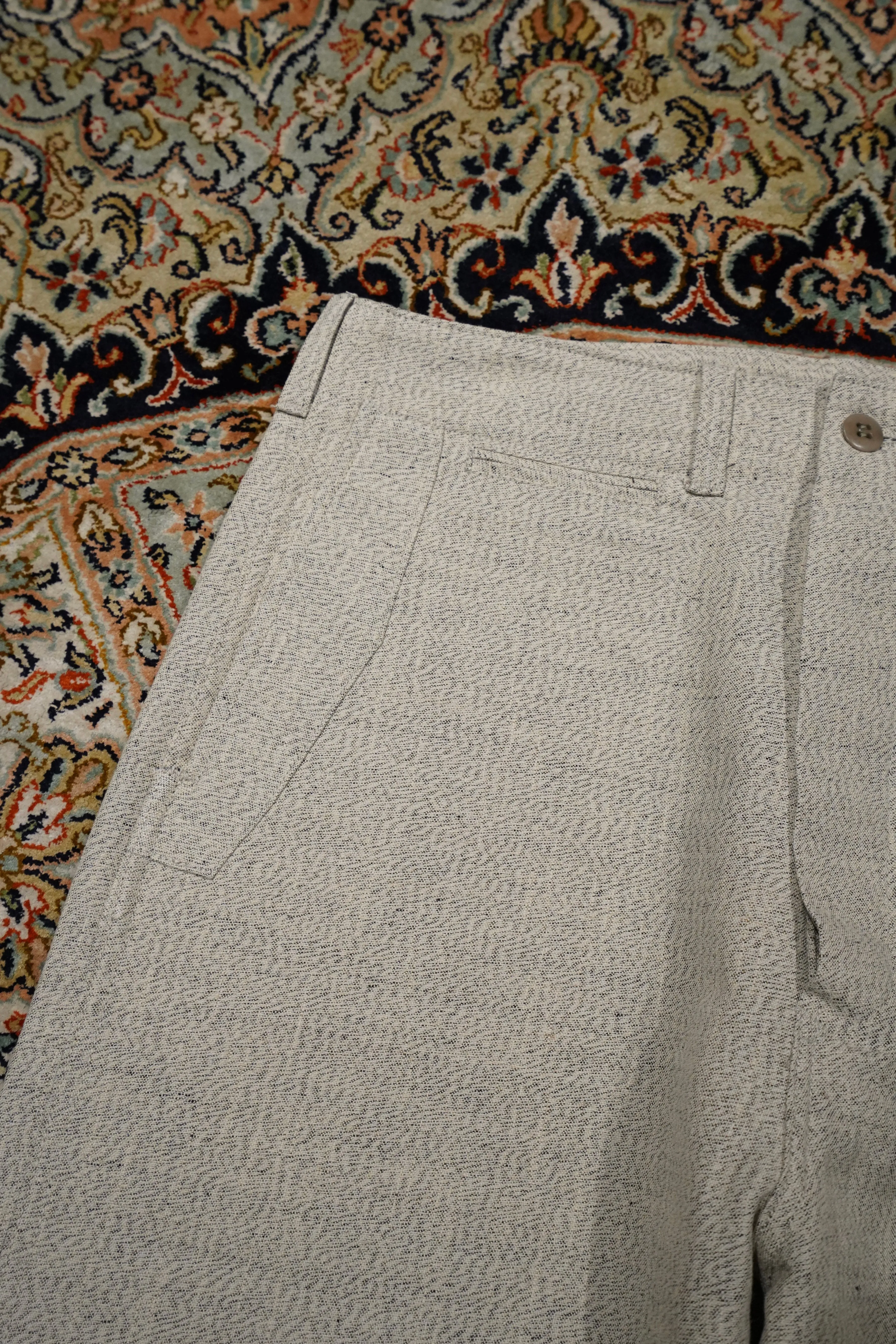 Taiga Takahashi ENGINEER TROUSERS (MELANGE IVORY)