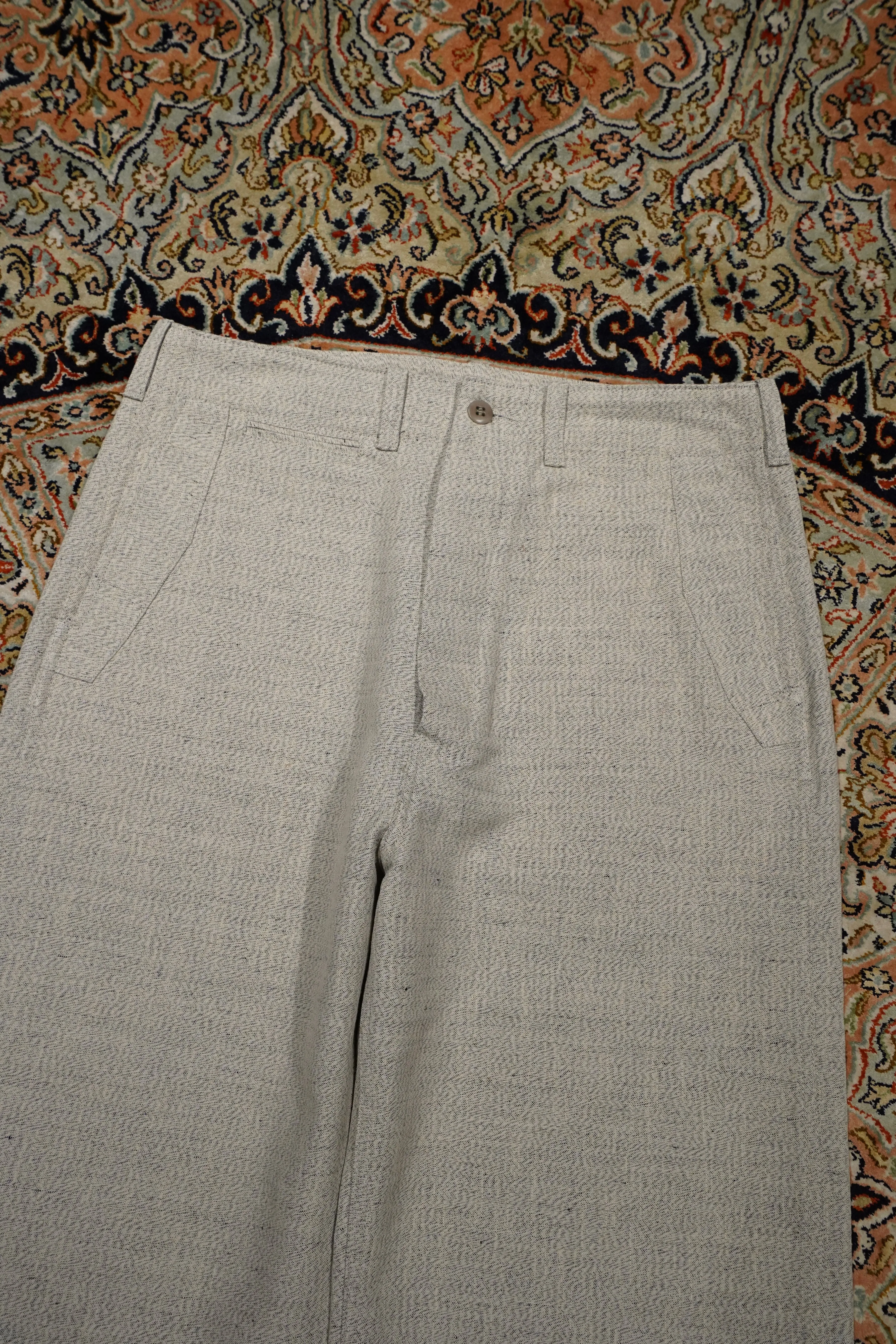 Taiga Takahashi ENGINEER TROUSERS (MELANGE IVORY)