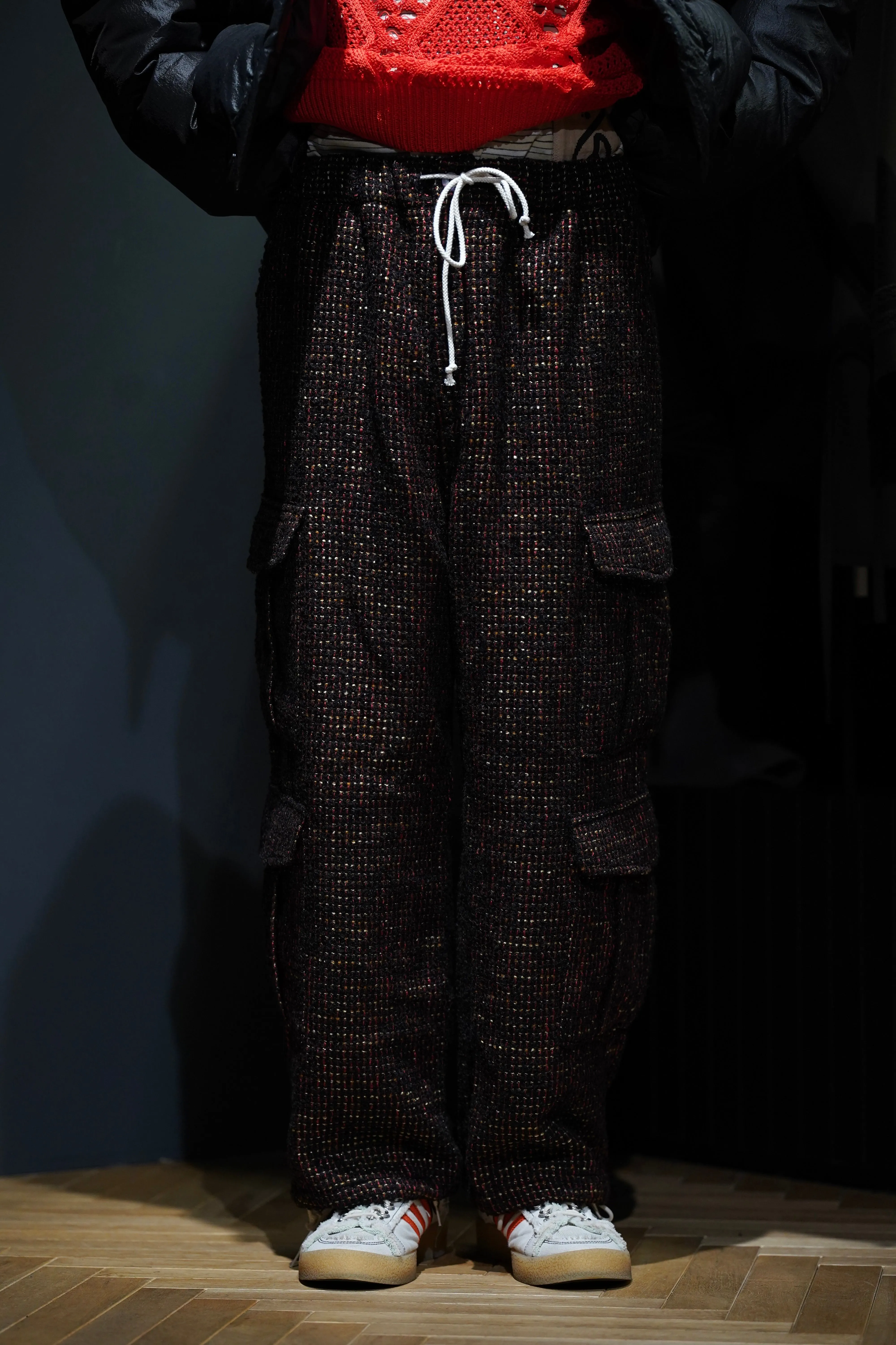 TWEED 4P EASY CARGO PANTS HL (BLACK MULTI)
