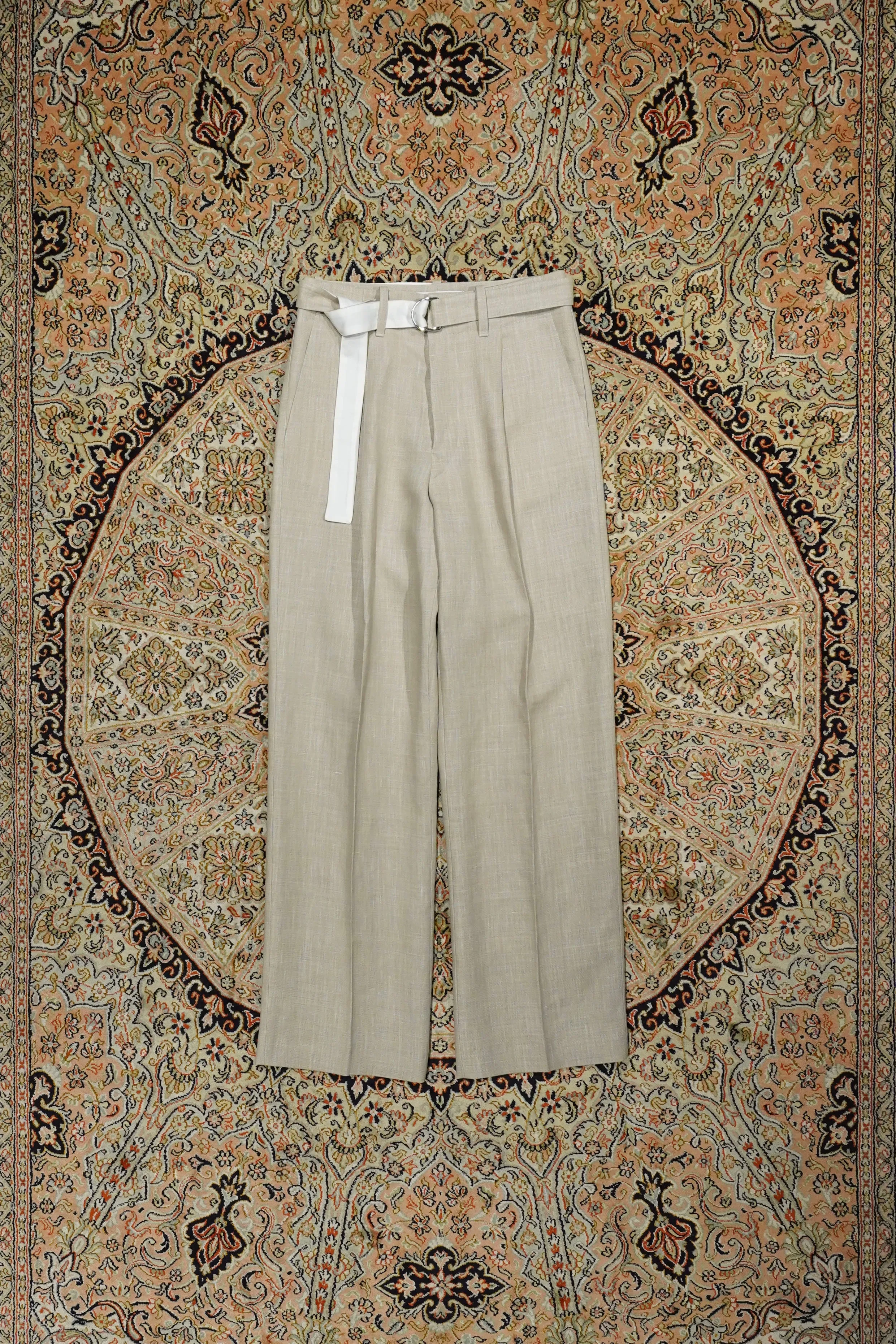 UNIFORME BELTED WIDE-LEG PLEATED TROUSERS